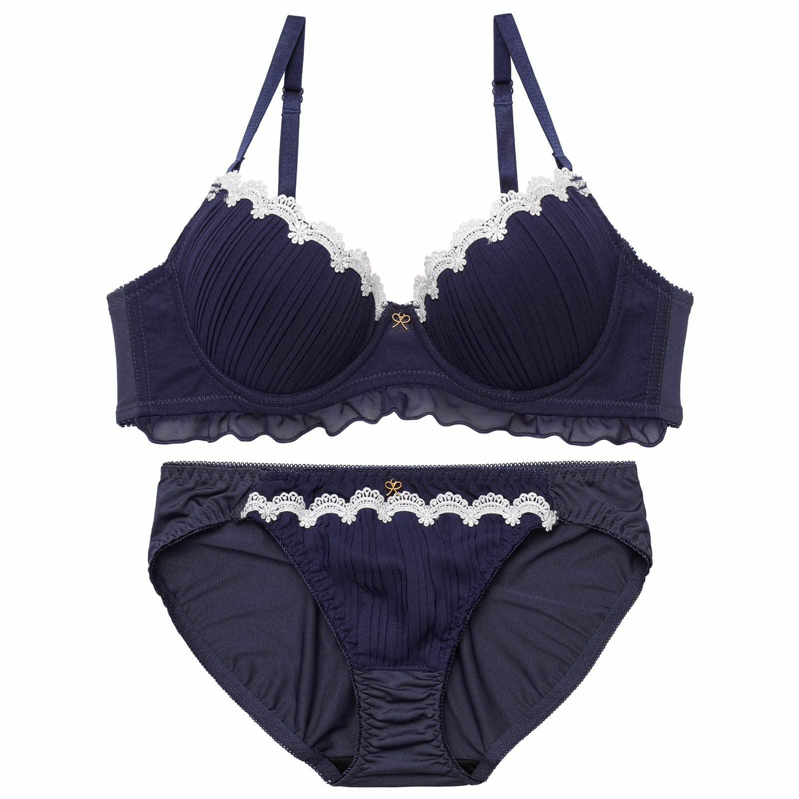 3/2新作!クラシカルプリーツフリルブラジャー&フルバックショーツ