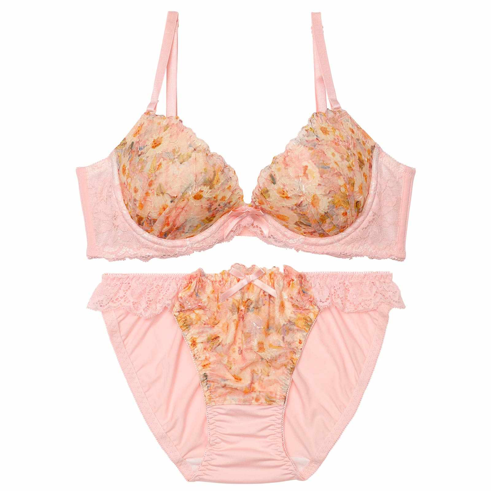 4/17新作!スウィートフラワーガーデン育乳脇高ブラジャー&フルバックショーツ