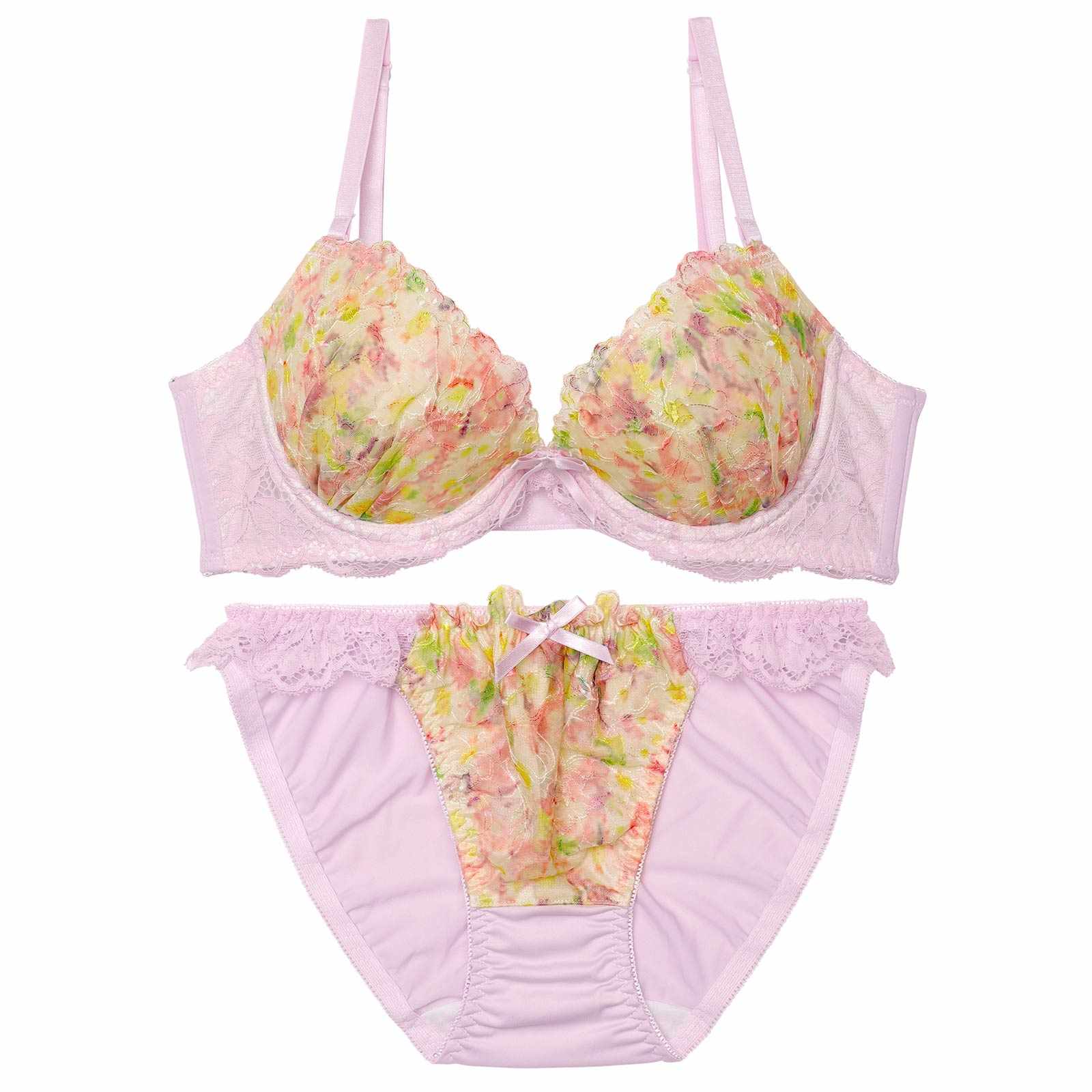 4/17新作!スウィートフラワーガーデン育乳脇高ブラジャー&フルバックショーツ