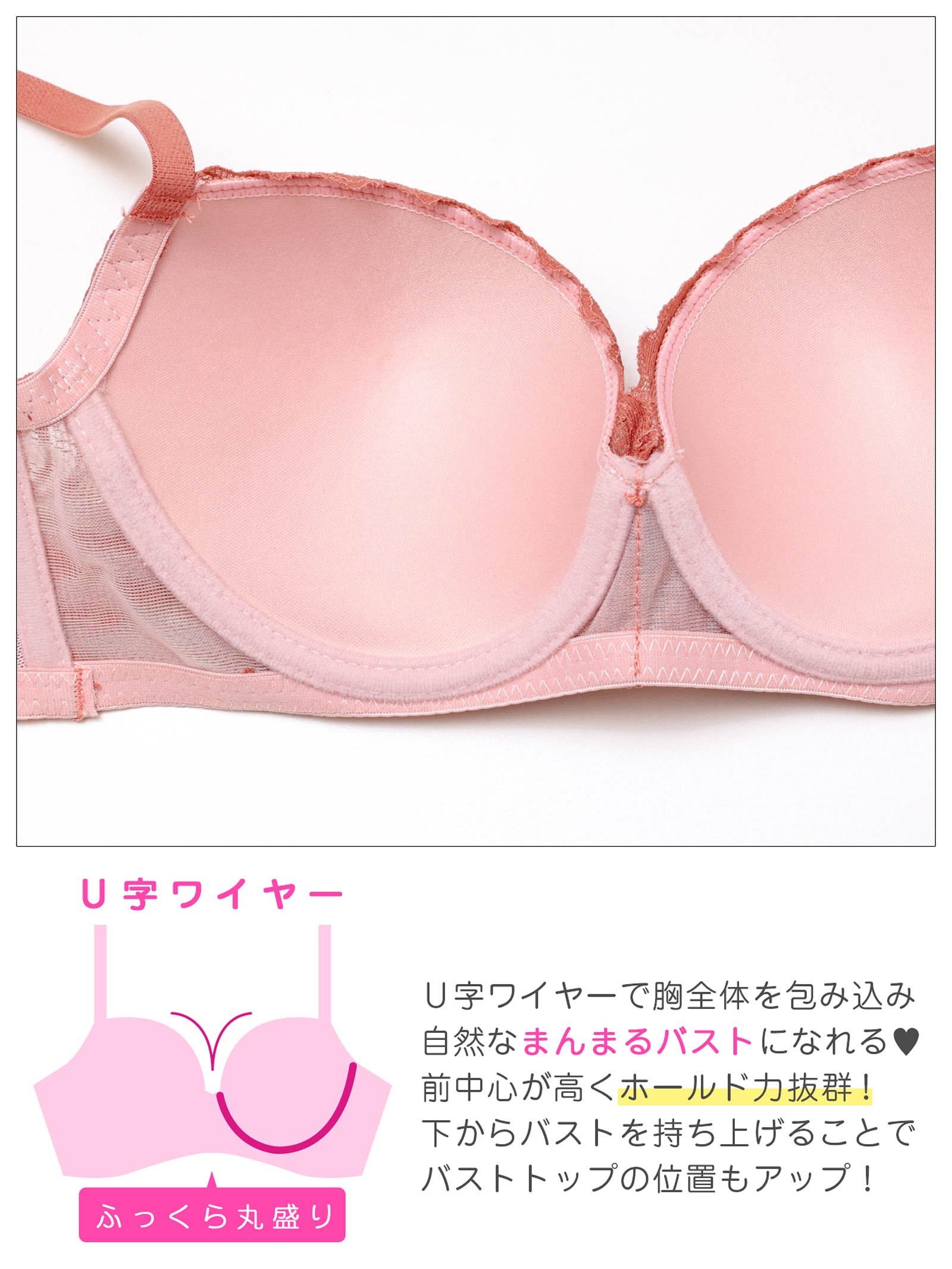 4/15新作!【EFサイズ】ニュアンスフラワーレース育乳脇高ブラジャー&バック透けフルバックショーツ