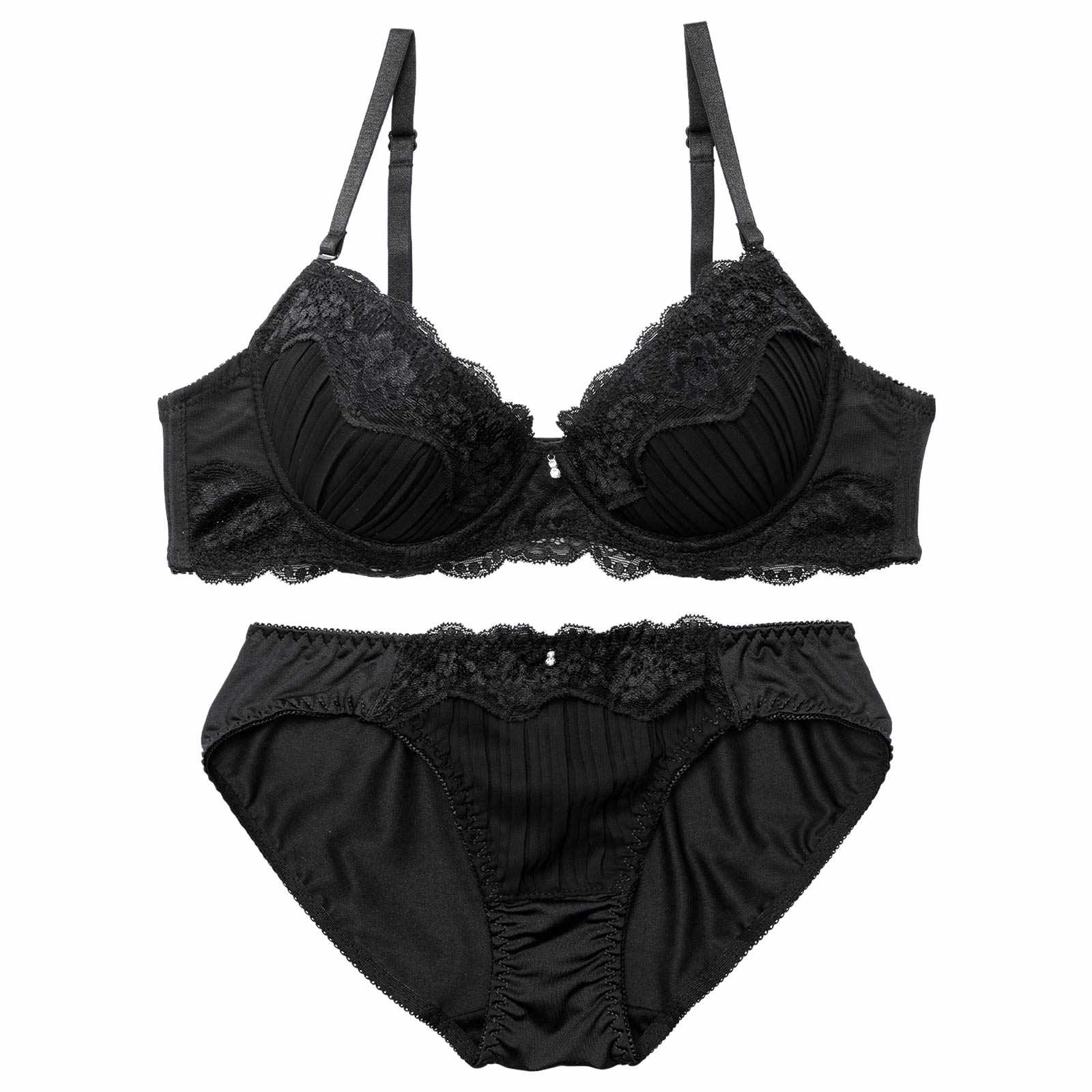 3/9新作!【EFサイズ】ミステリアスブルームレースブラジャー＆フルバックショーツ