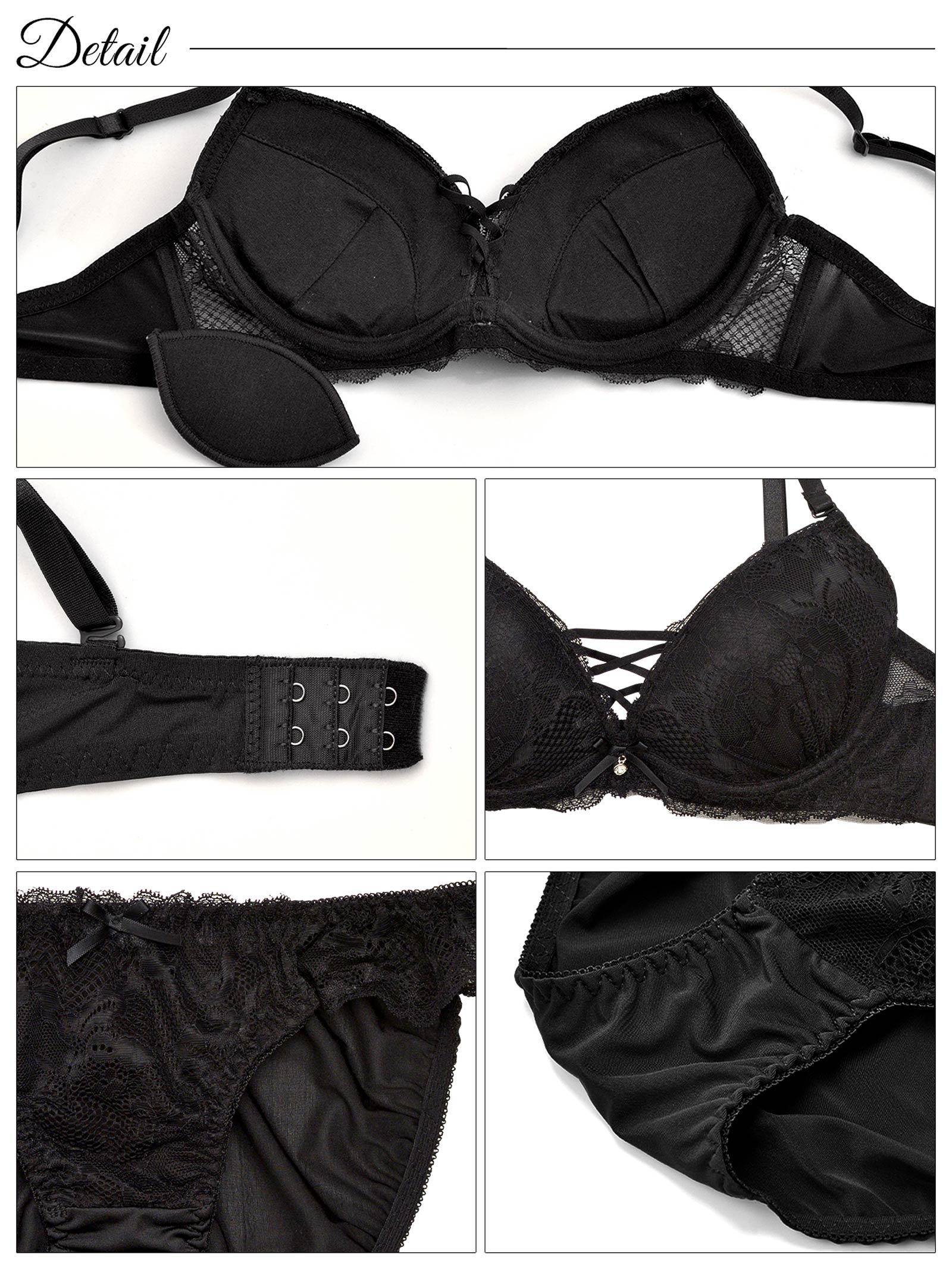 12/4再販!ワンカラーレースアップブラジャー&フルバックショーツ