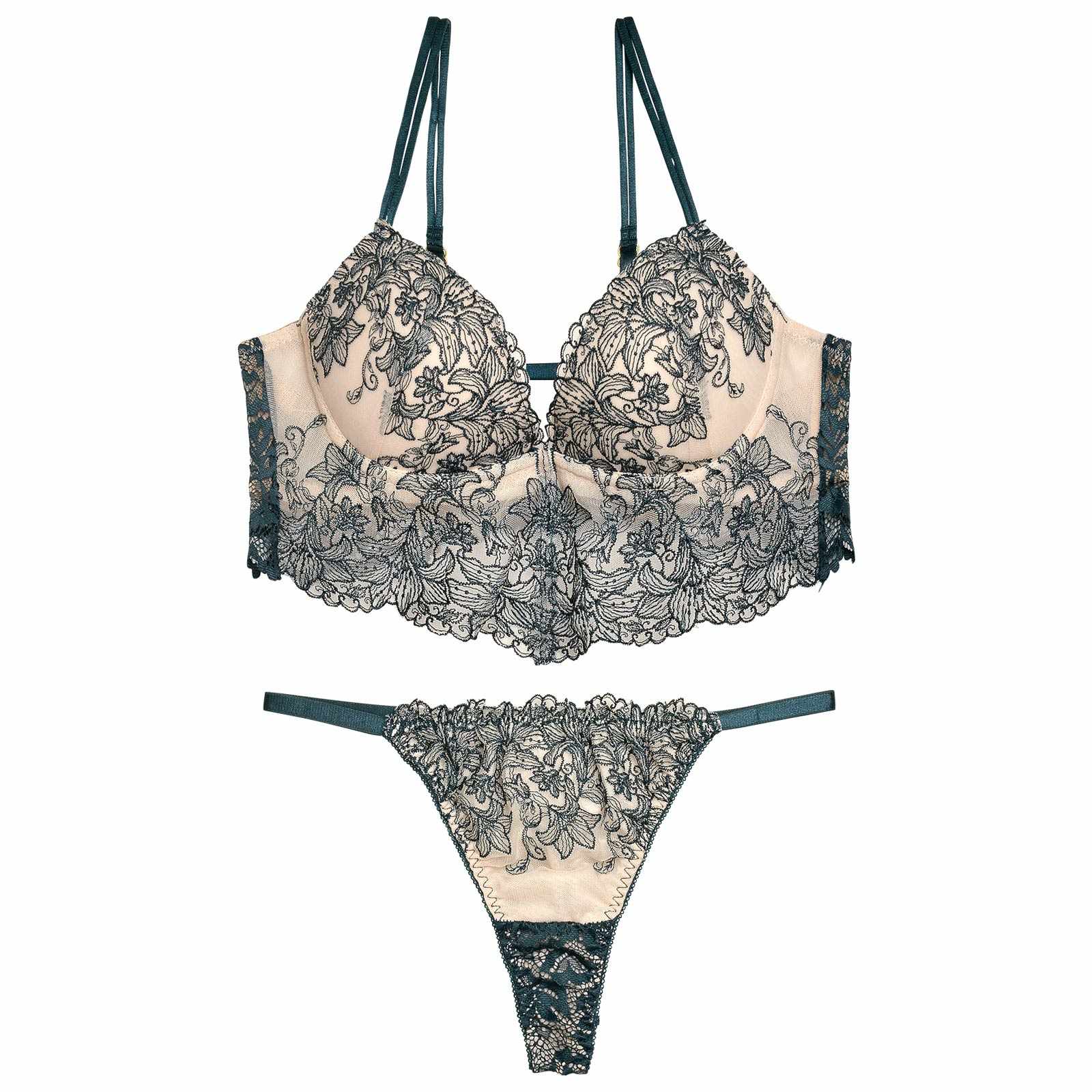 12/6再販!リュクスリリービスチェブラジャー&バック透けTバックショーツ