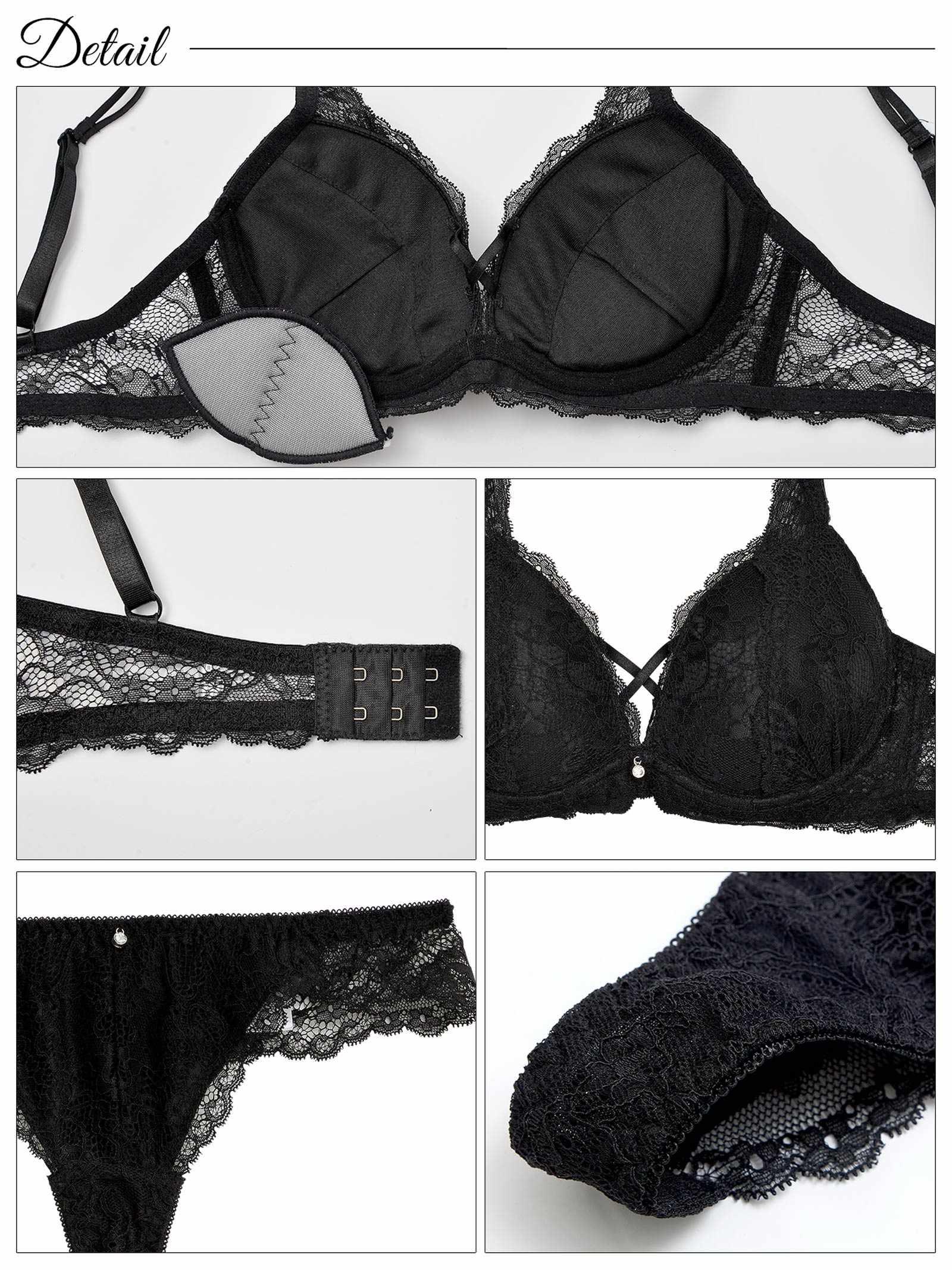9/11再販!クロスデザインレーシィブラジャー&バック透けTバックショーツ