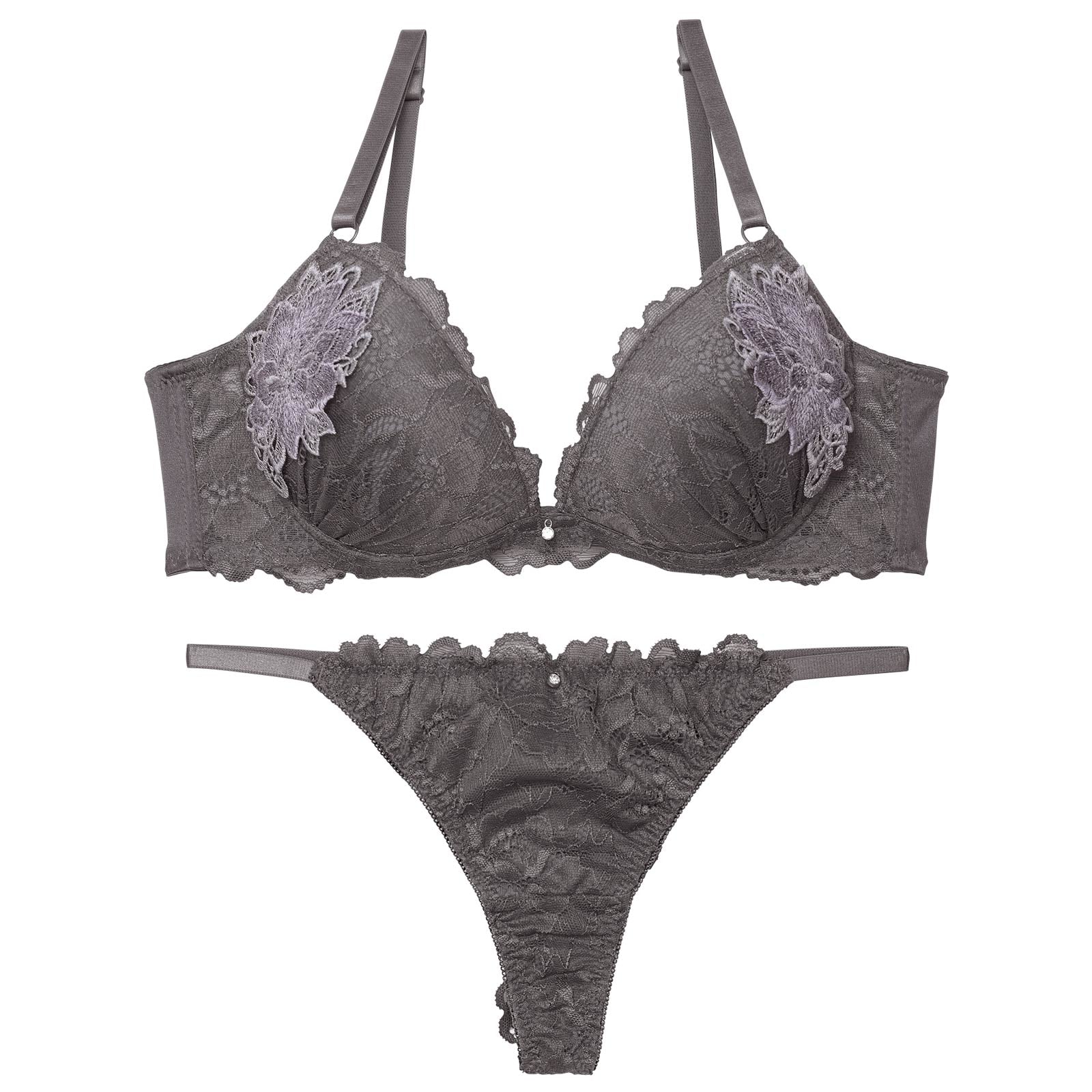 ミスティックレーシィピオニー育乳脇高ブラジャー&バック透けTバックショーツ