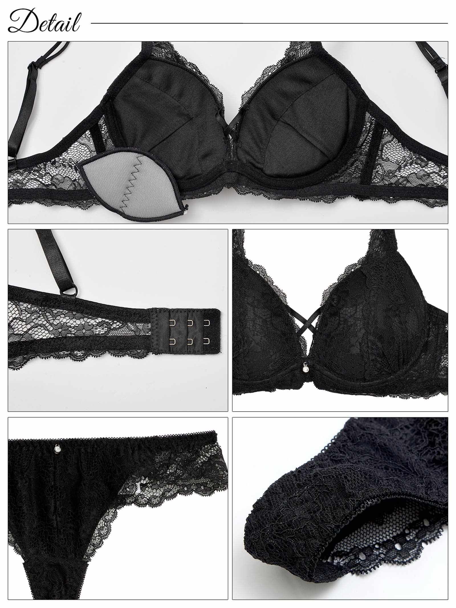9/11再販!【EFサイズ】クロスデザインレーシィブラジャー&バック透けTバックショーツ