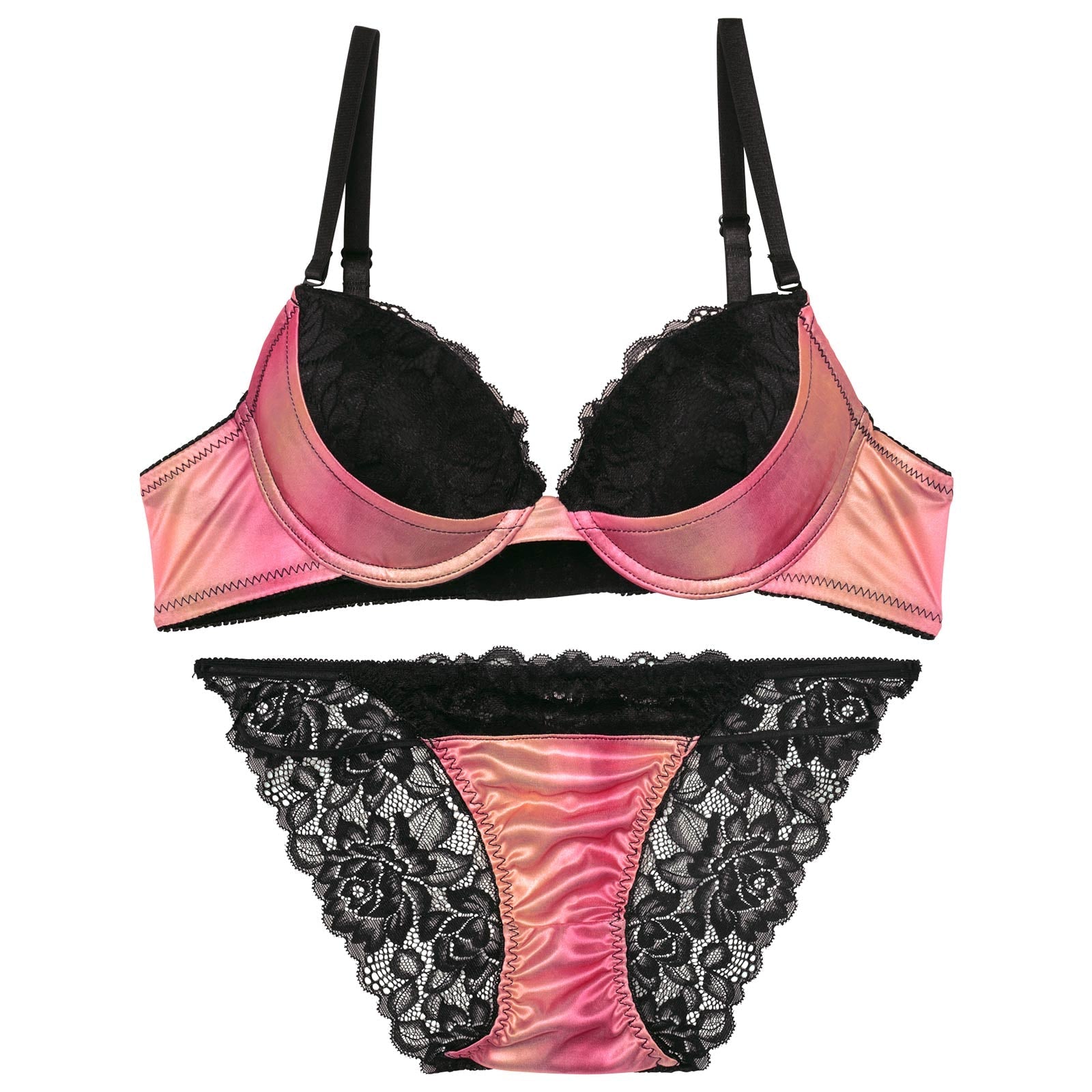 7/23新作!【EFサイズ】マーブルグラデーションレースブラジャー&バック透けフルバックショーツ