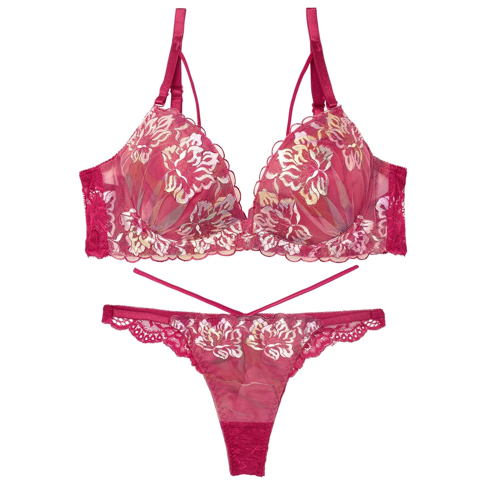 【三上悠亜着用】ルミエールフラワースカラップブラジャー&バック透けTバックショーツ