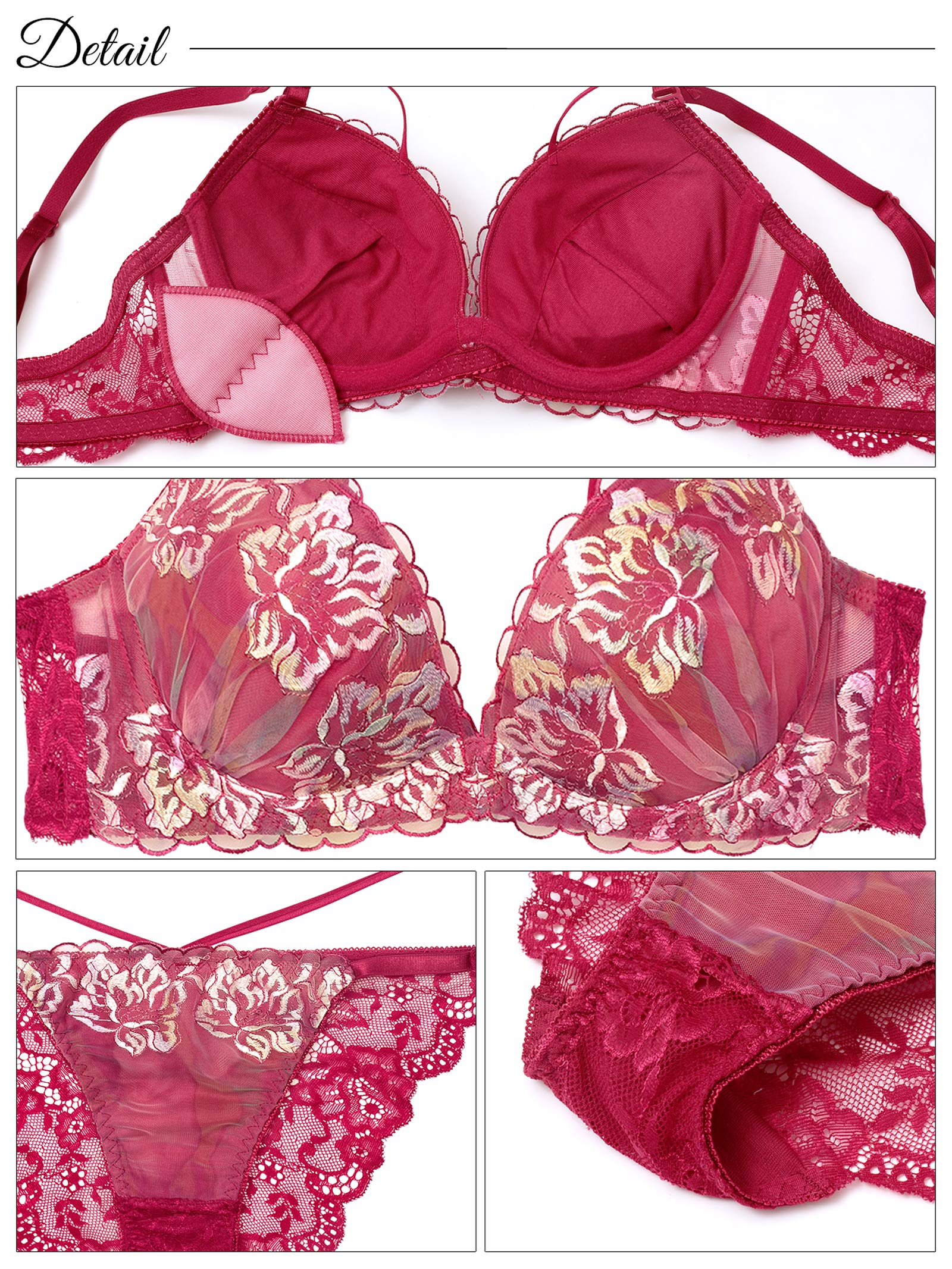 【三上悠亜着用】【EFサイズ】ルミエールフラワースカラップブラジャー&バック透けフルバックショーツ