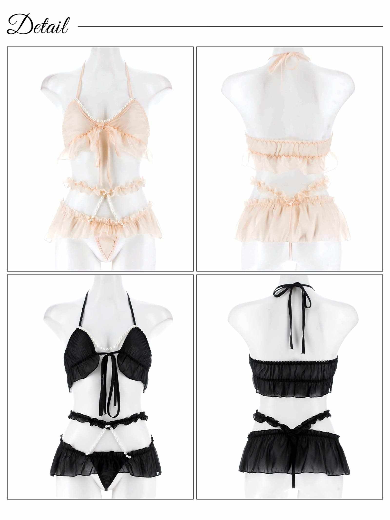 【3点セット】プリンセスパールシフォンブラジャー&Tバックショーツ&アームカバー