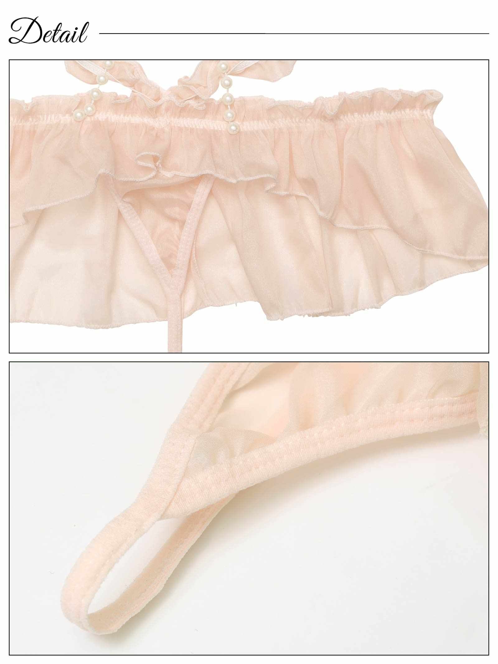 【3点セット】プリンセスパールシフォンブラジャー&Tバックショーツ&アームカバー