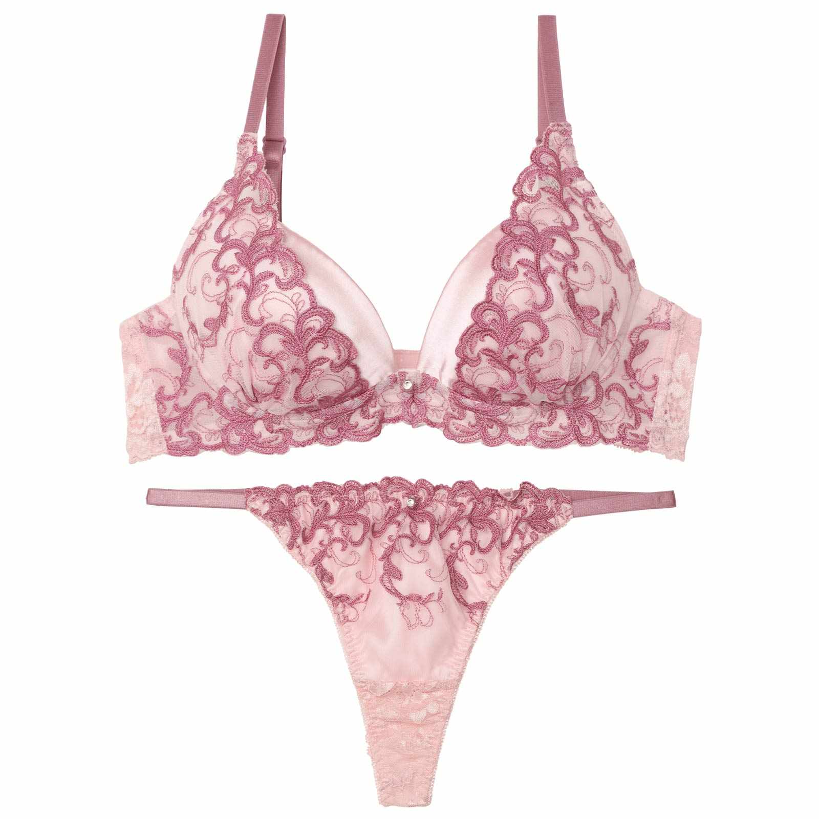 ブリリアントアイビーブラジャー&バック透けTバックショーツ