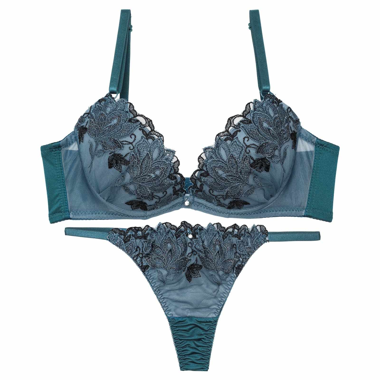 11/20再販!マスカレードディープフラワー育乳脇高ブラジャー&Tバックショーツ