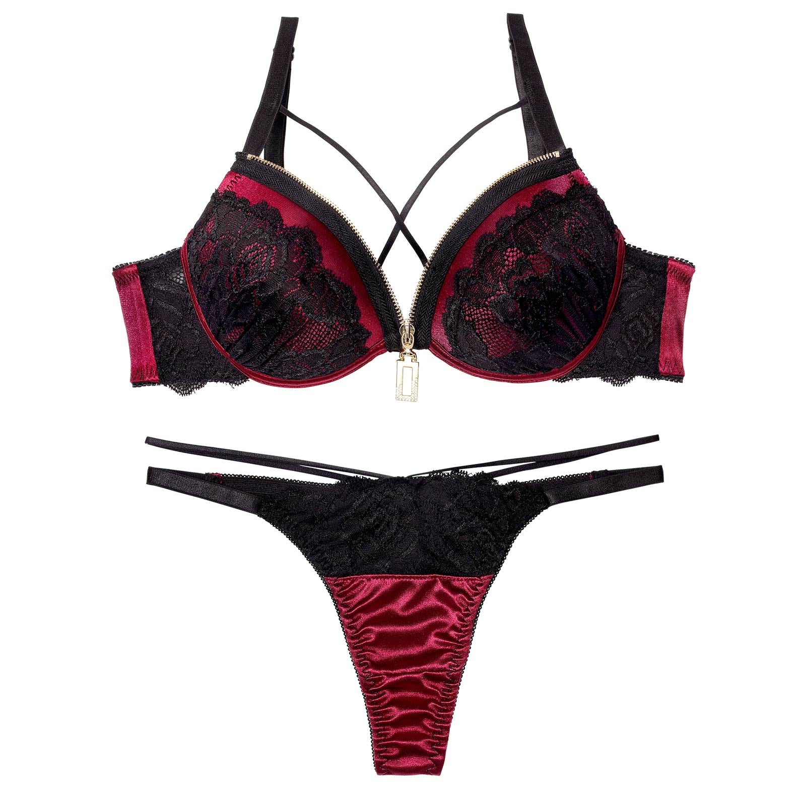 11/5新作!レーシィコードファスナーブラジャー&Tバックショーツ