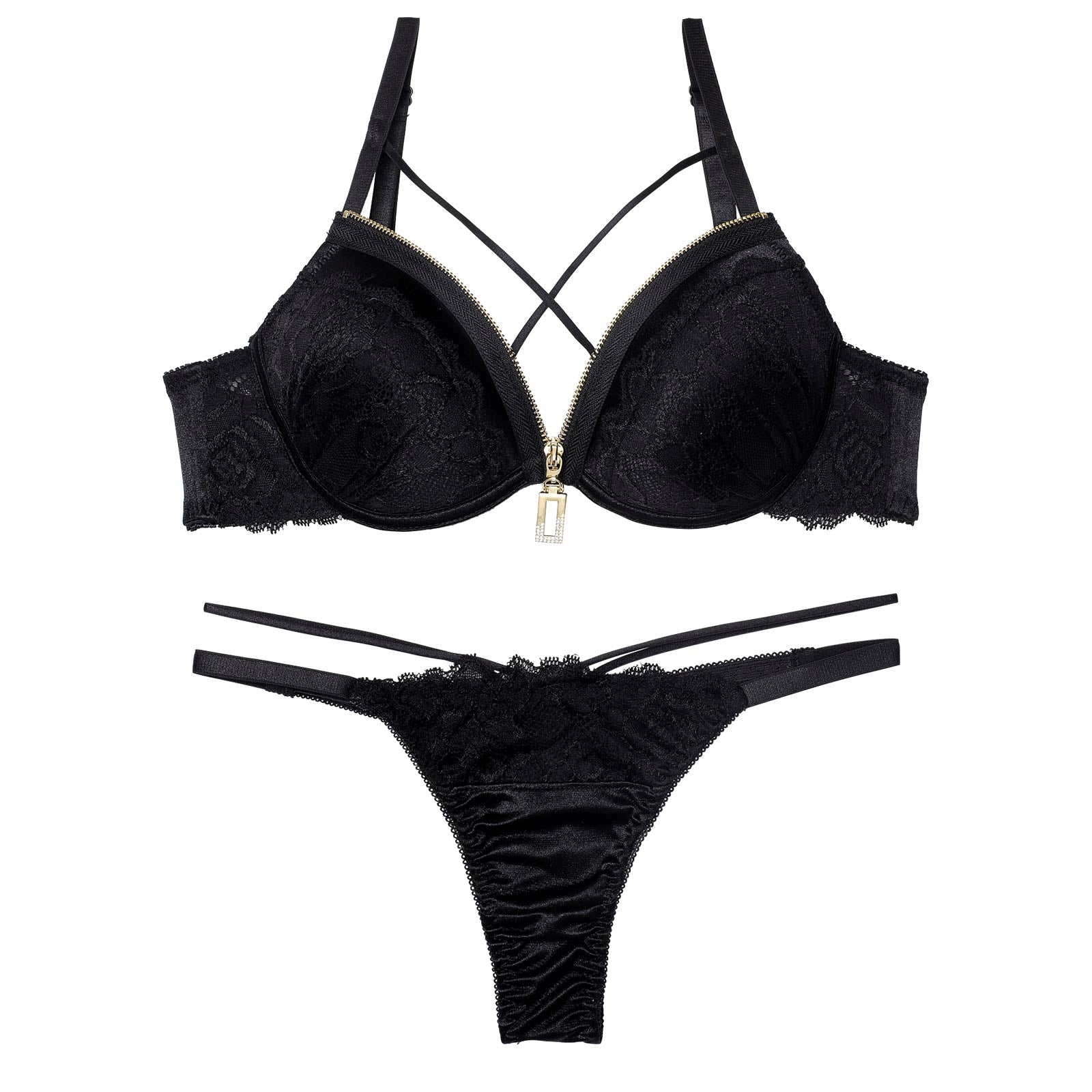 11/5新作!レーシィコードファスナーブラジャー&Tバックショーツ