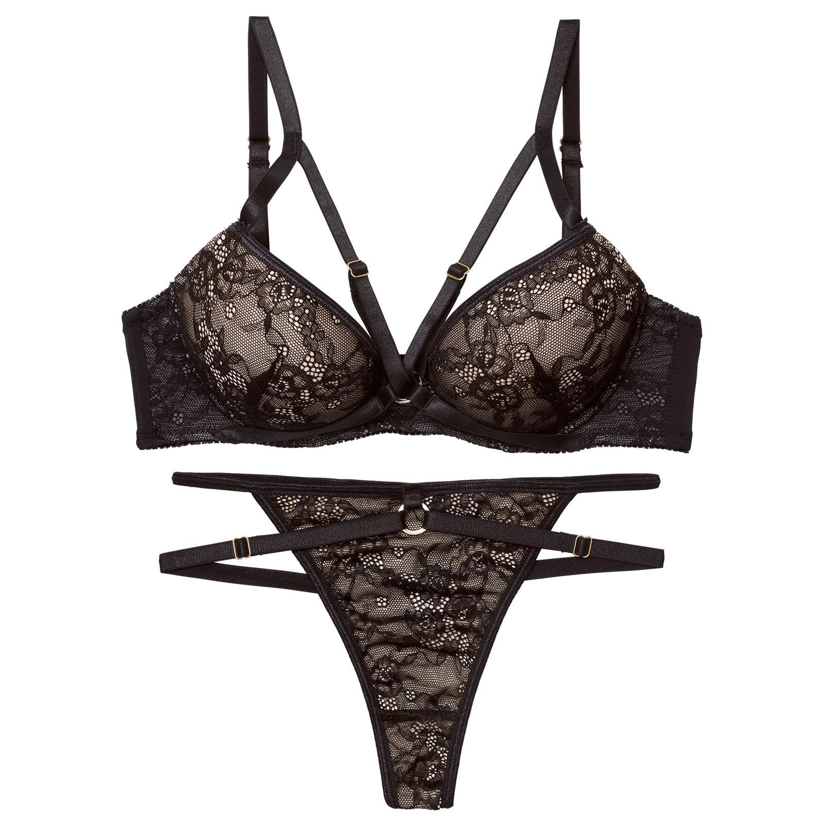 3/13新作!ドラマティックコードレースブラジャー&バック透けTバックショーツ