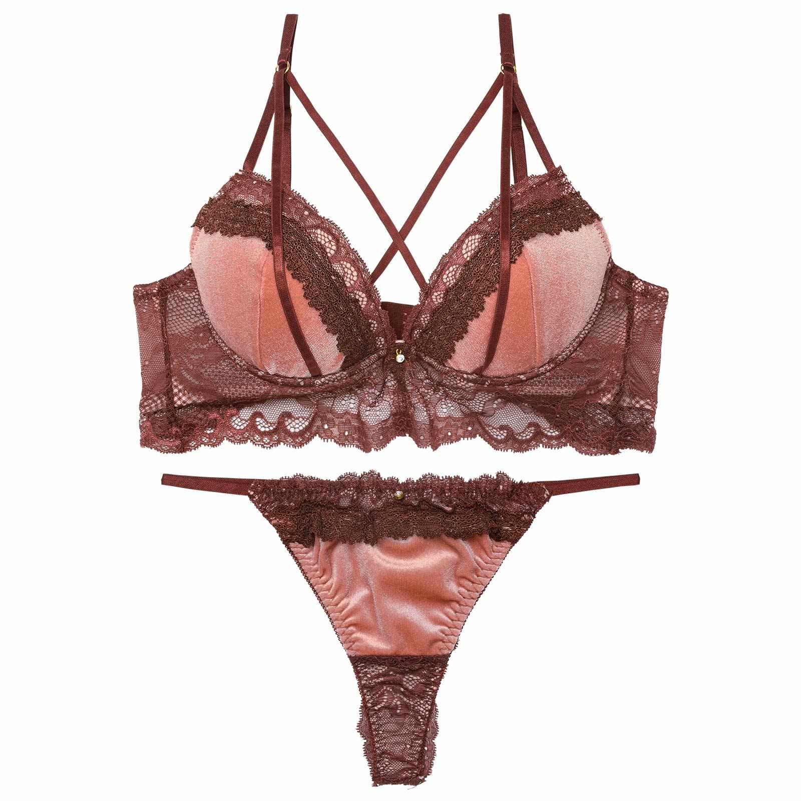 12/10再販!ノーブルベロアコードブラジャー&バック透けTバックショーツ