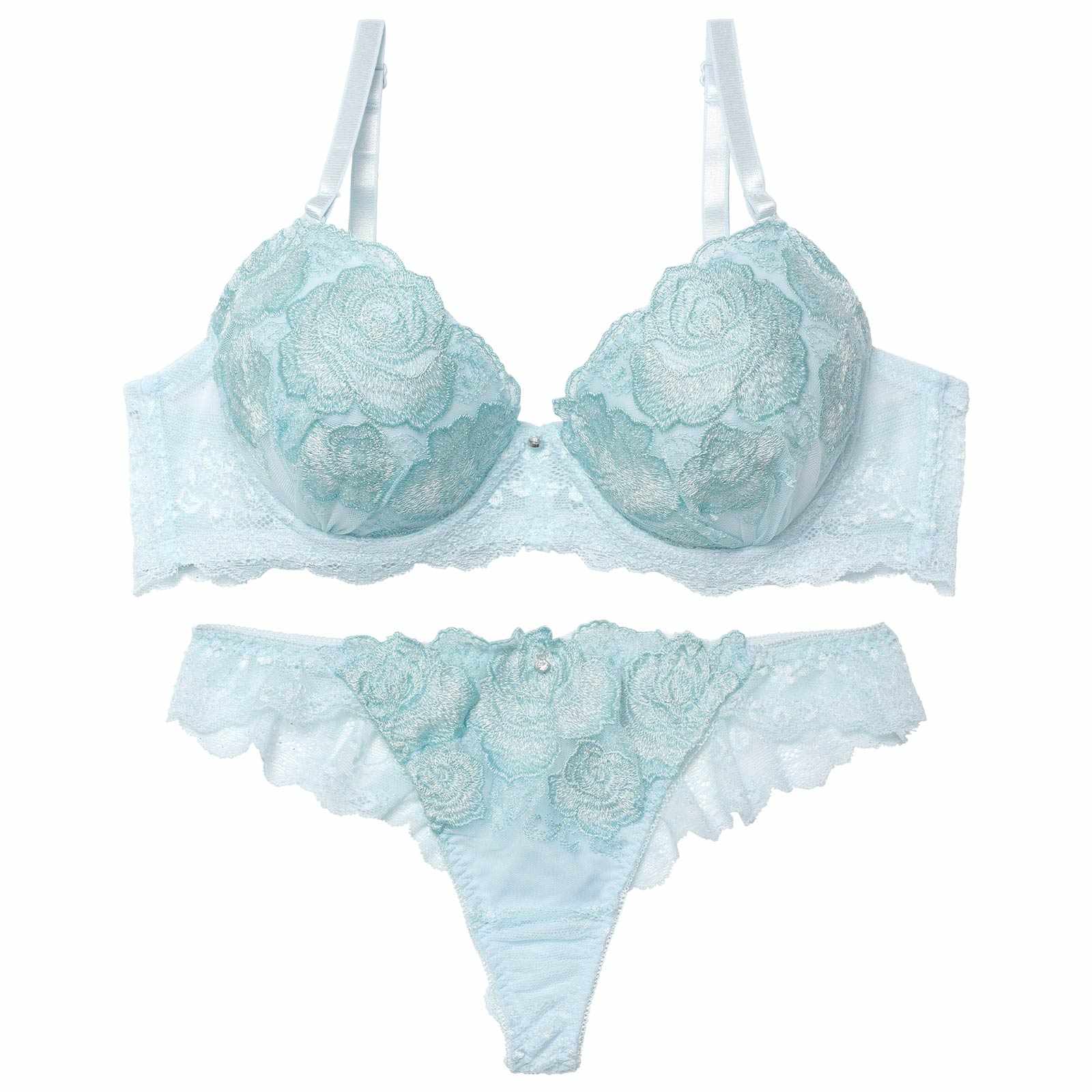 12/22新作!プリンセスグリッターローズブラジャー&バック透けTバックショーツ