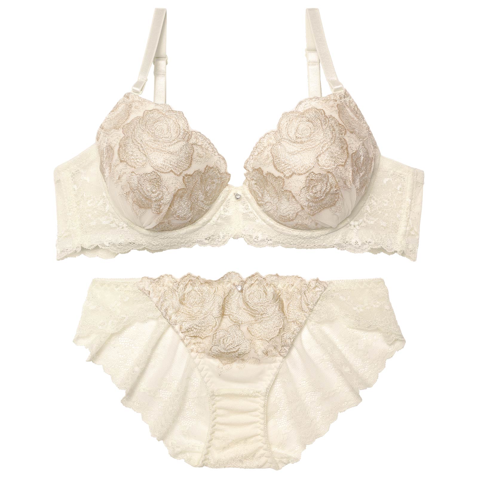 11/17新作!【EFサイズ】プリンセスグリッターローズブラジャー&バック透けフルバックショーツ