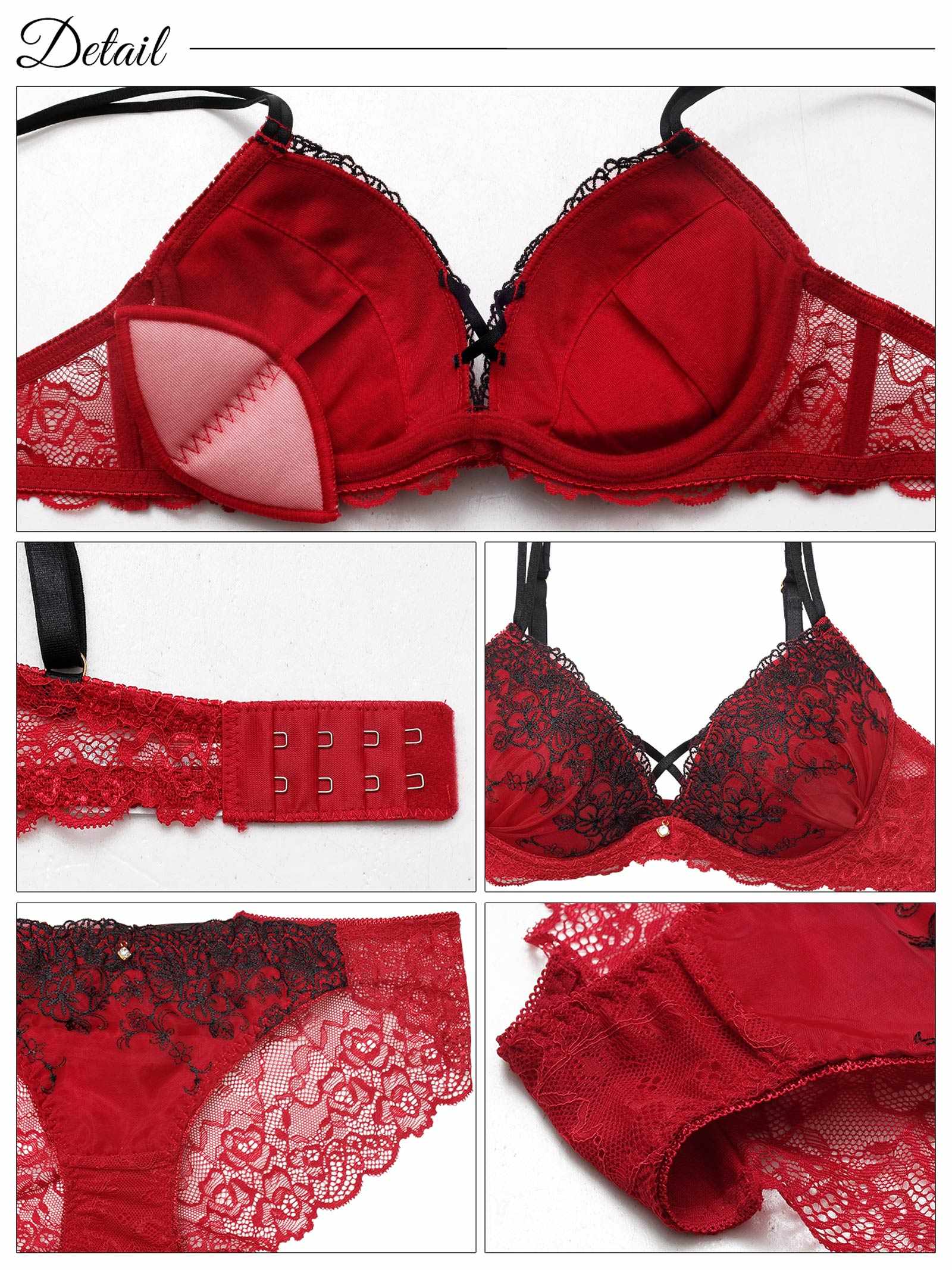 10/22新作!ディープクロスエンブロイダリーブラジャー&バック透けフルバックショーツ