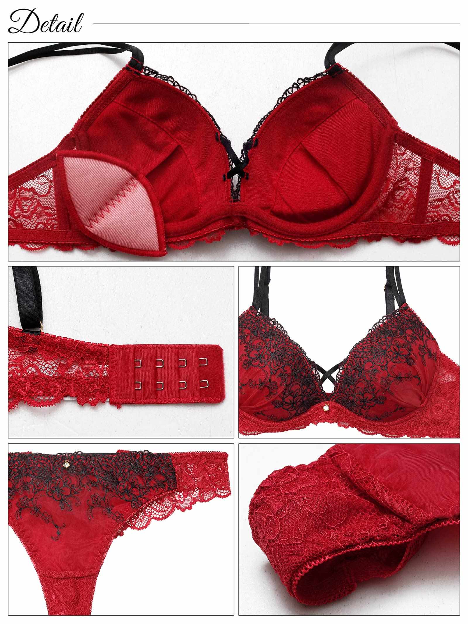 1/23新作!ディープクロスエンブロイダリーブラジャー&バック透けTバックショーツ