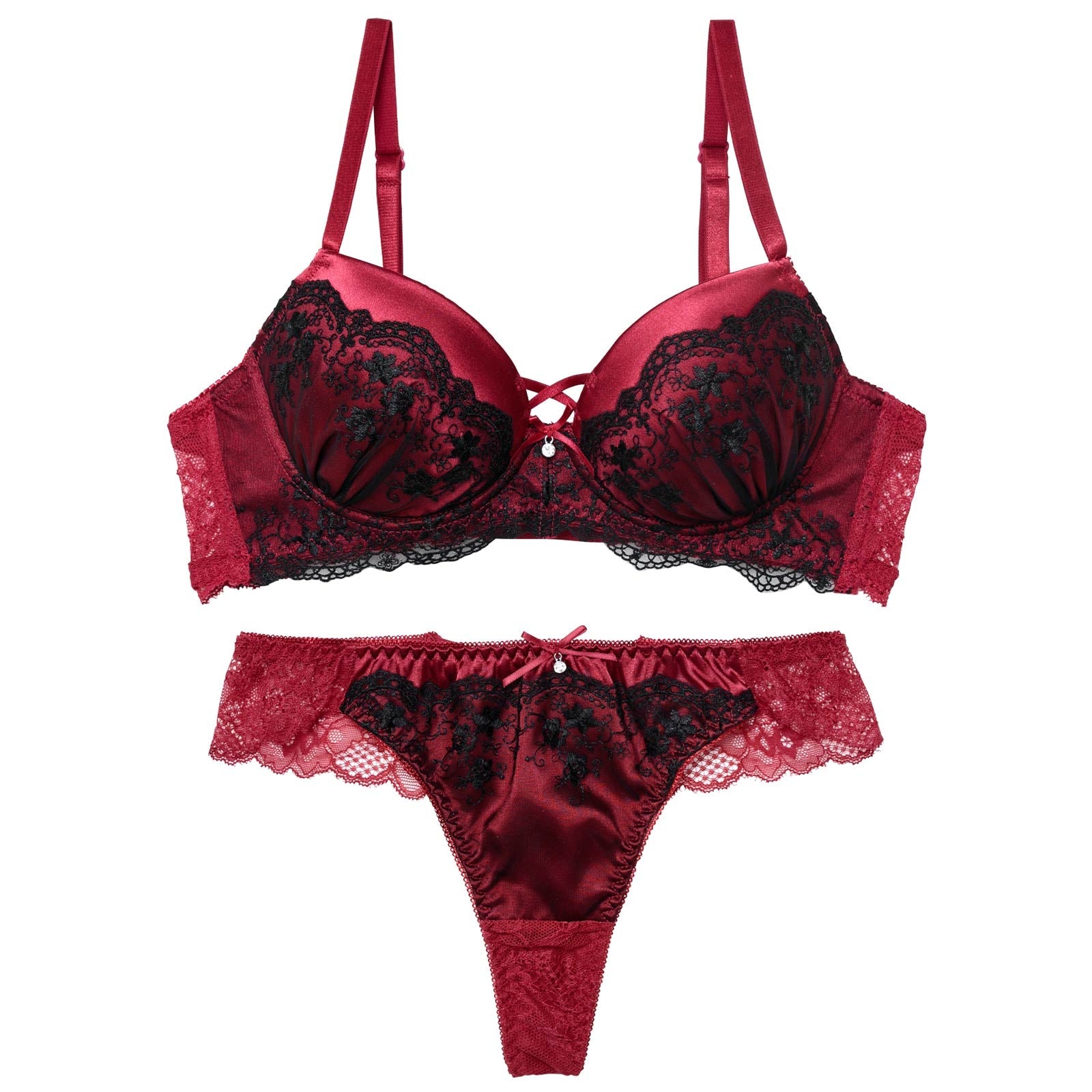 1/16新作!グリッターベロアレーシィブラジャー&バック透けTバックショーツ