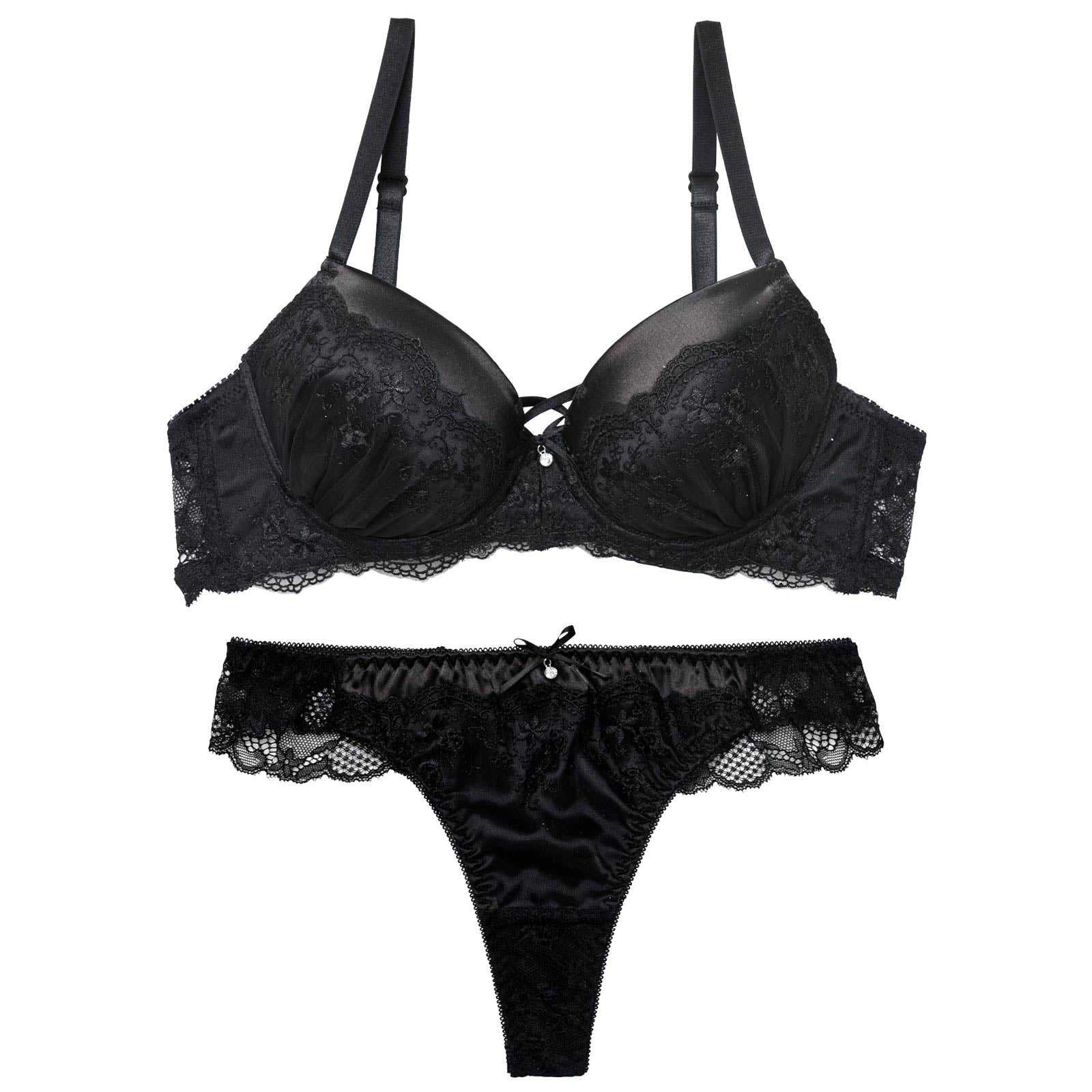 1/16新作!グリッターベロアレーシィブラジャー&バック透けTバックショーツ