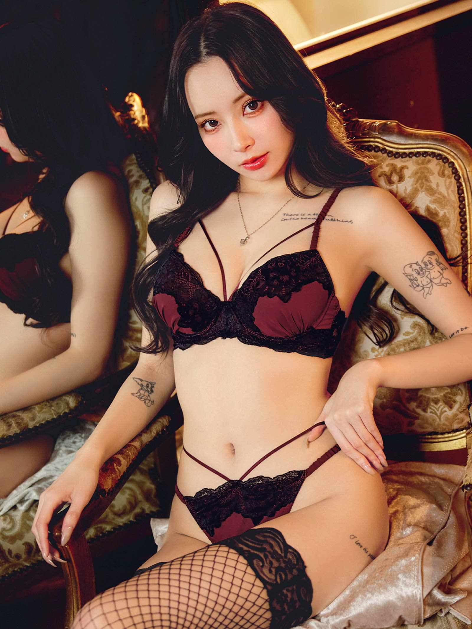 3/18新作!シャドウレーシィコードブラジャー&バック透けフルバックショーツ