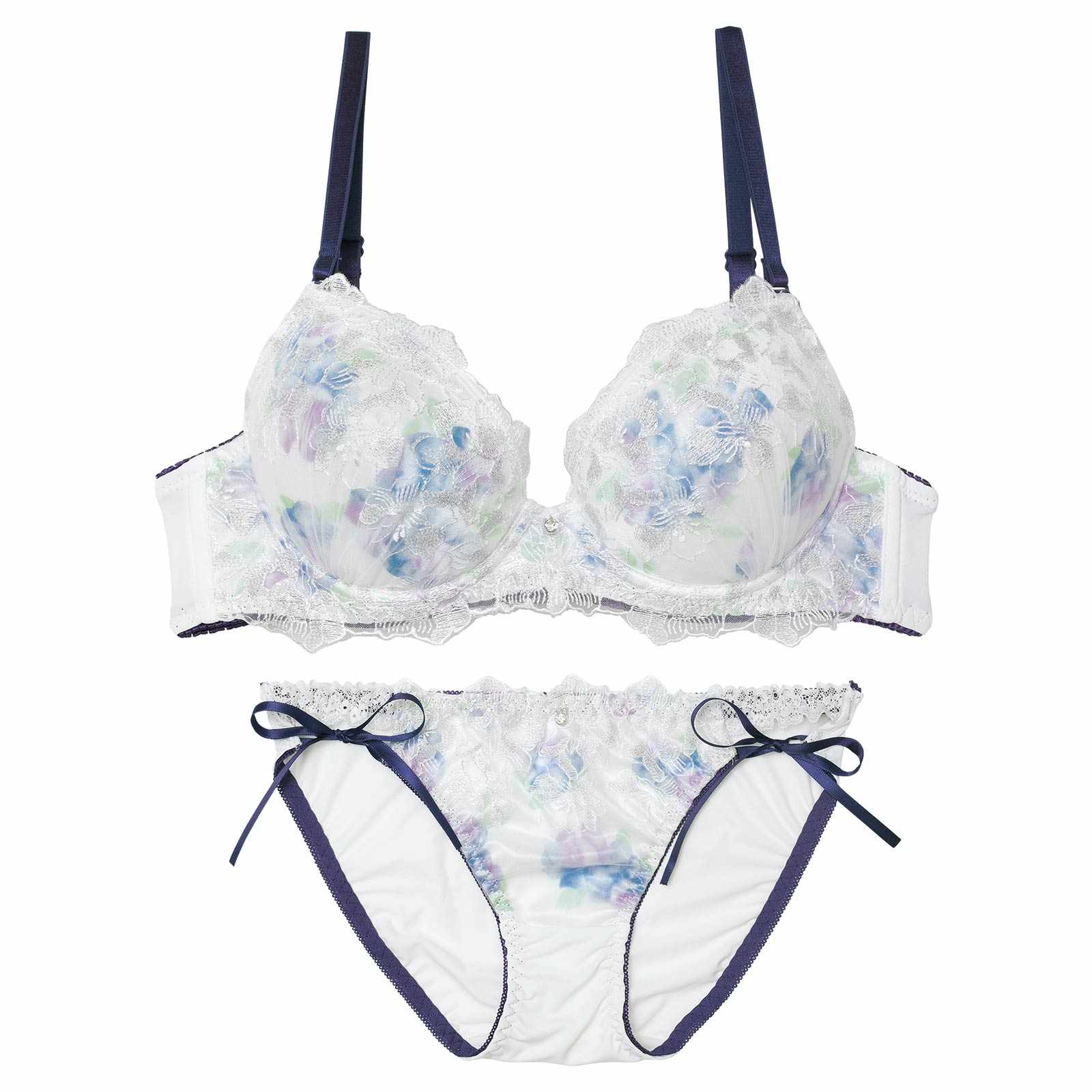 11/24新作!【EFサイズ】ピュアブロッサムベールブラジャー&フルバックショーツ
