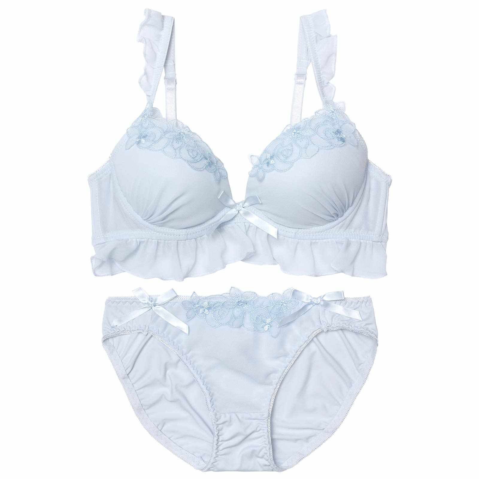 11/28新作!パステルブルーミングフリルブラジャー&フルバックショーツ