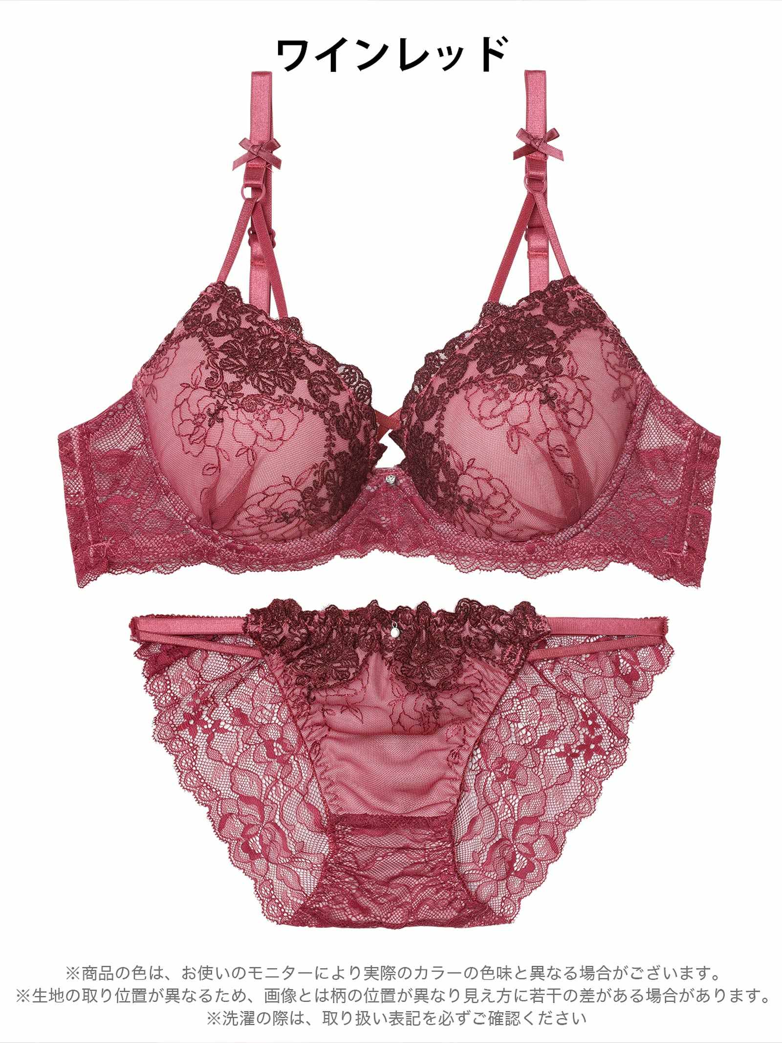 2/9新作!【EFサイズ】ゴシックダークフラワーブラジャー&バック透けフルバックショーツ