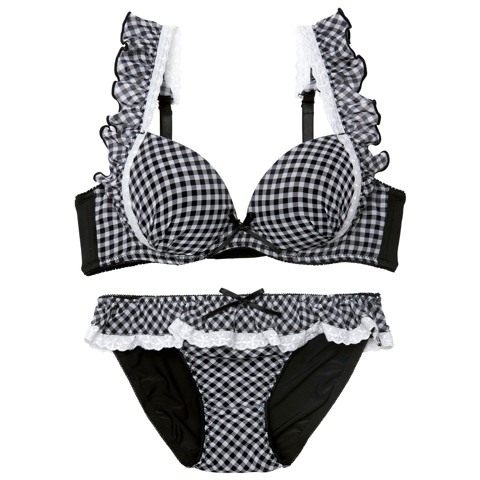 12/17再販!【かとゆり着用】ラブリーギンガムチェックブラジャー&フルバックショーツ