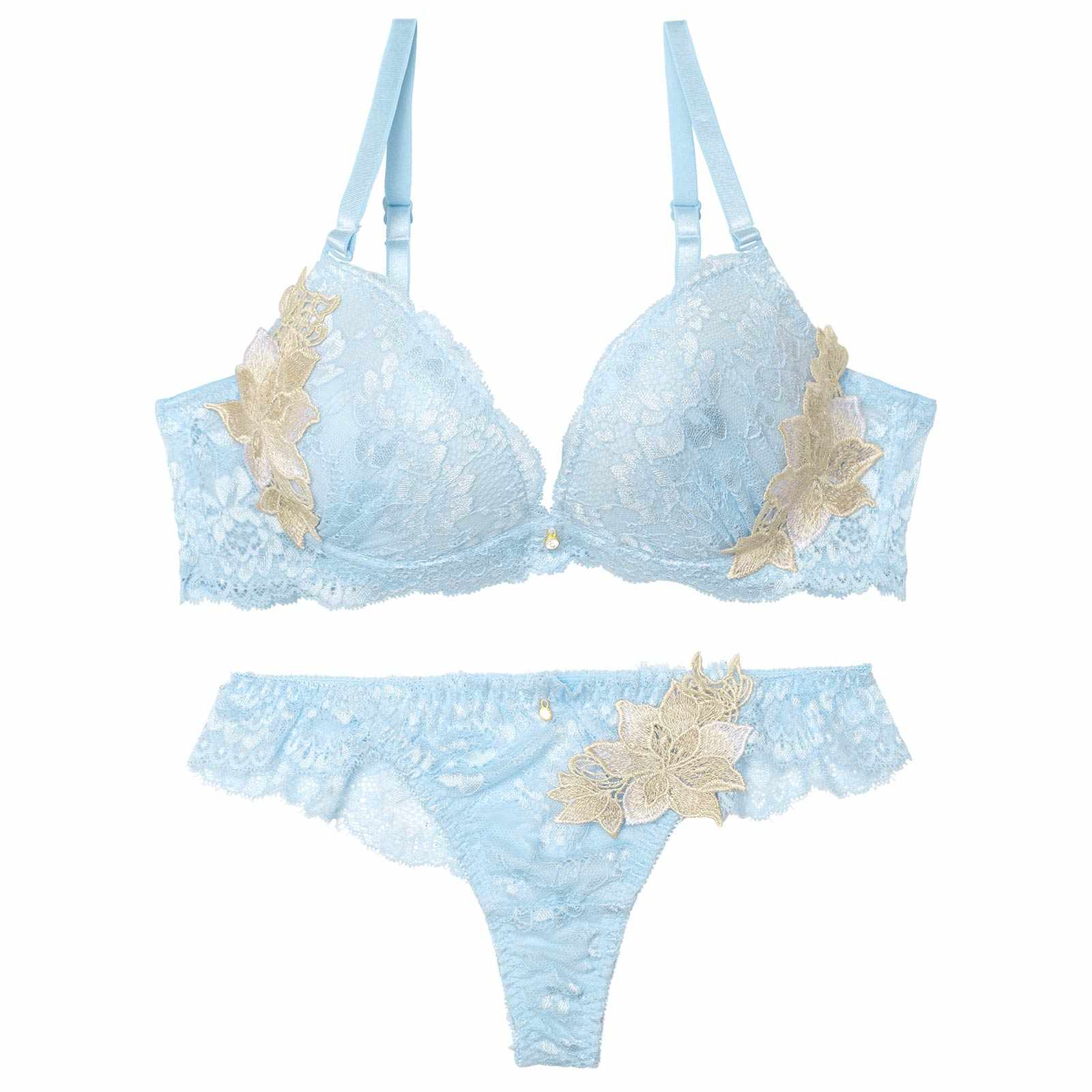 3/23新作!ラグジュアリーブルームレースブラジャー&バック透けTバックショーツ