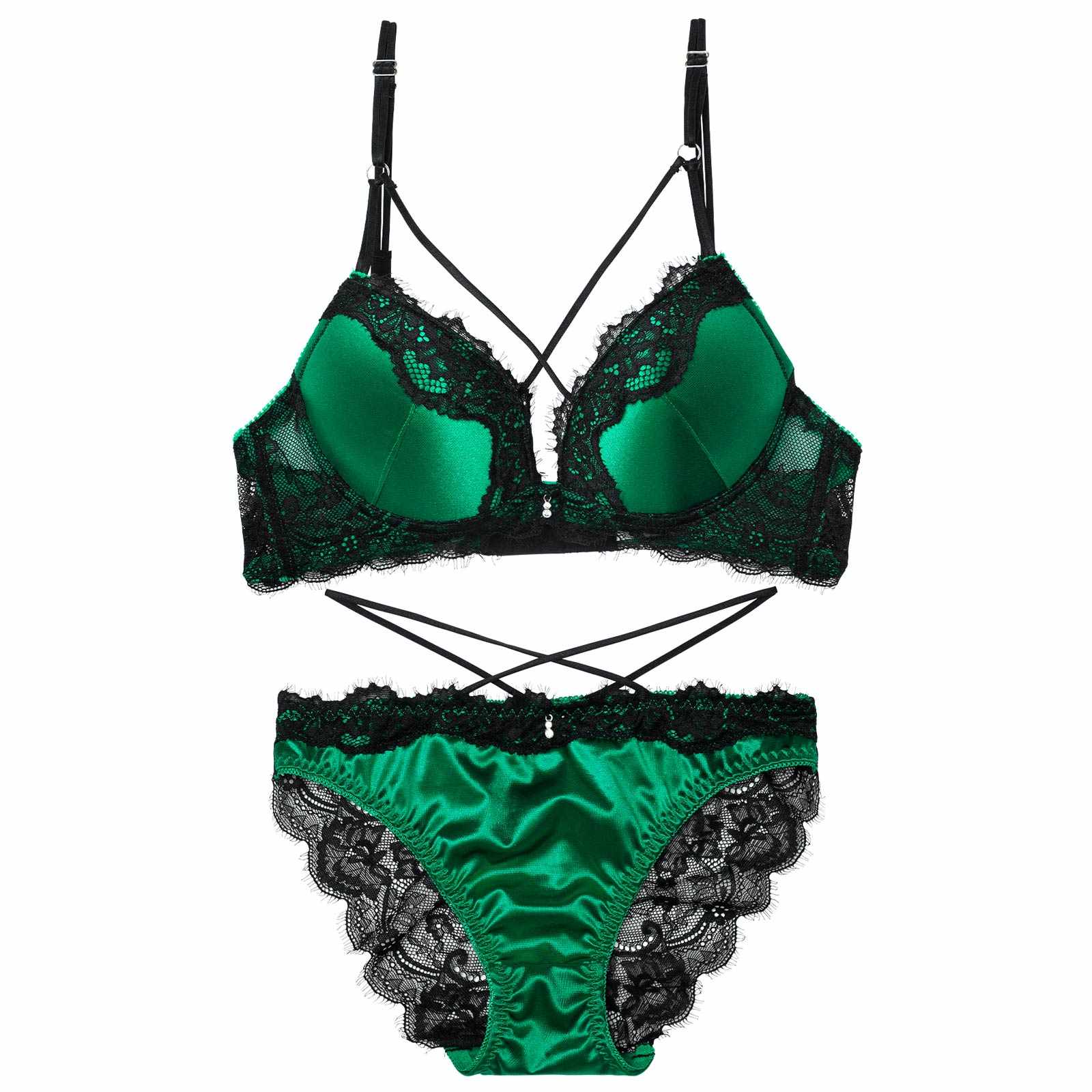 4/24新作!ディープレースクロスコードブラジャー&バック透けフルバックショーツ