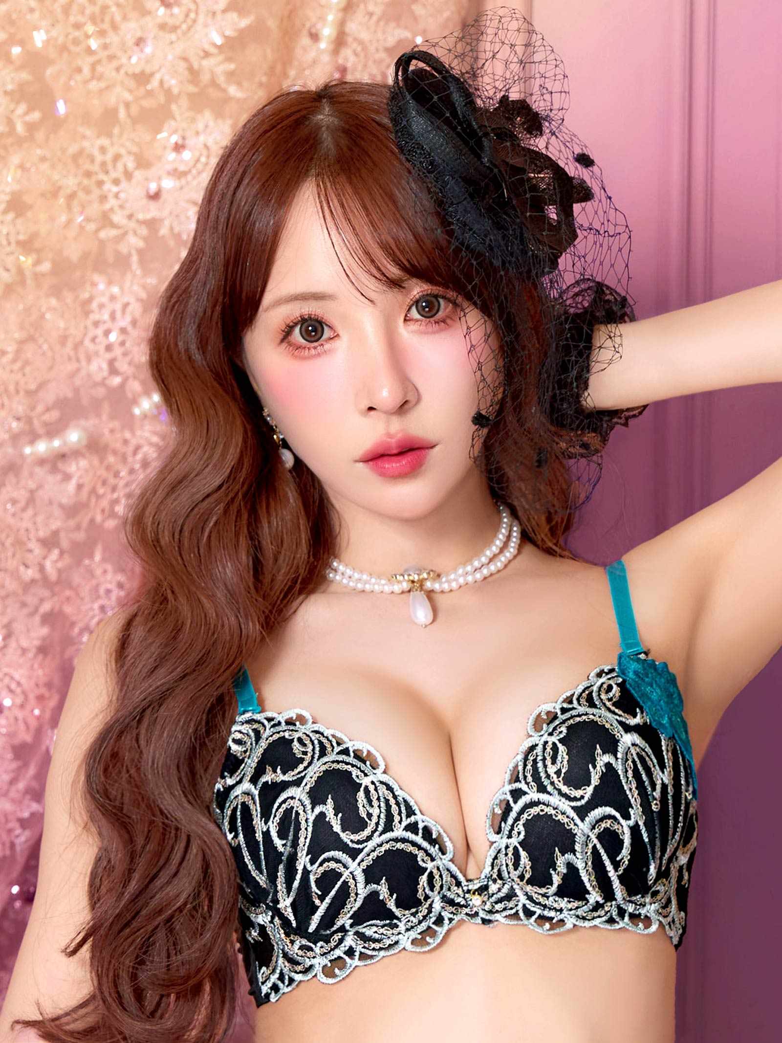 3/30新作!【三上悠亜着用】エレガントアシンメトリーブロッサムブラジャー&フルバックショーツ