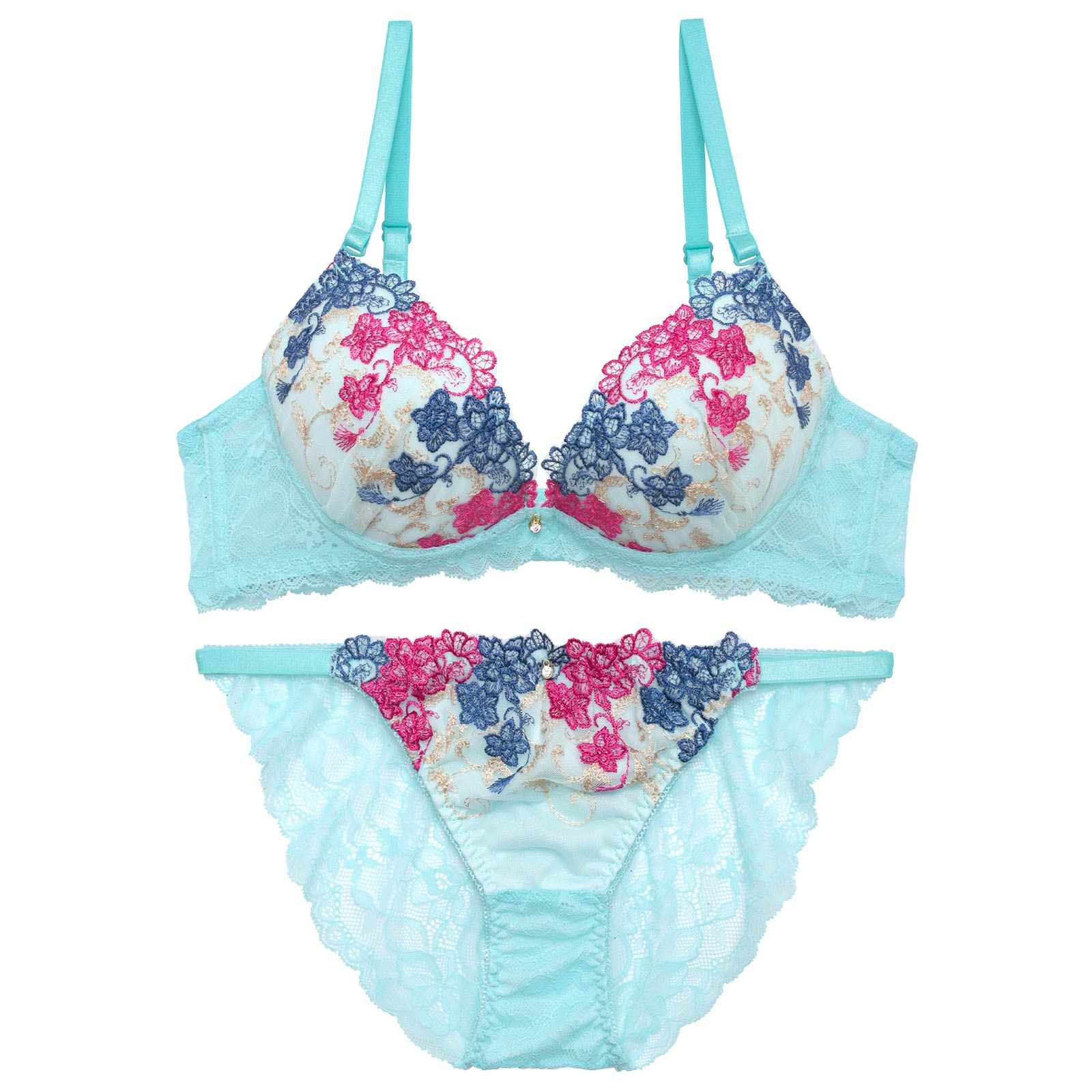 4/13新作!アラベスクビビッドブルームブラジャー&バック透けフルバックショーツ