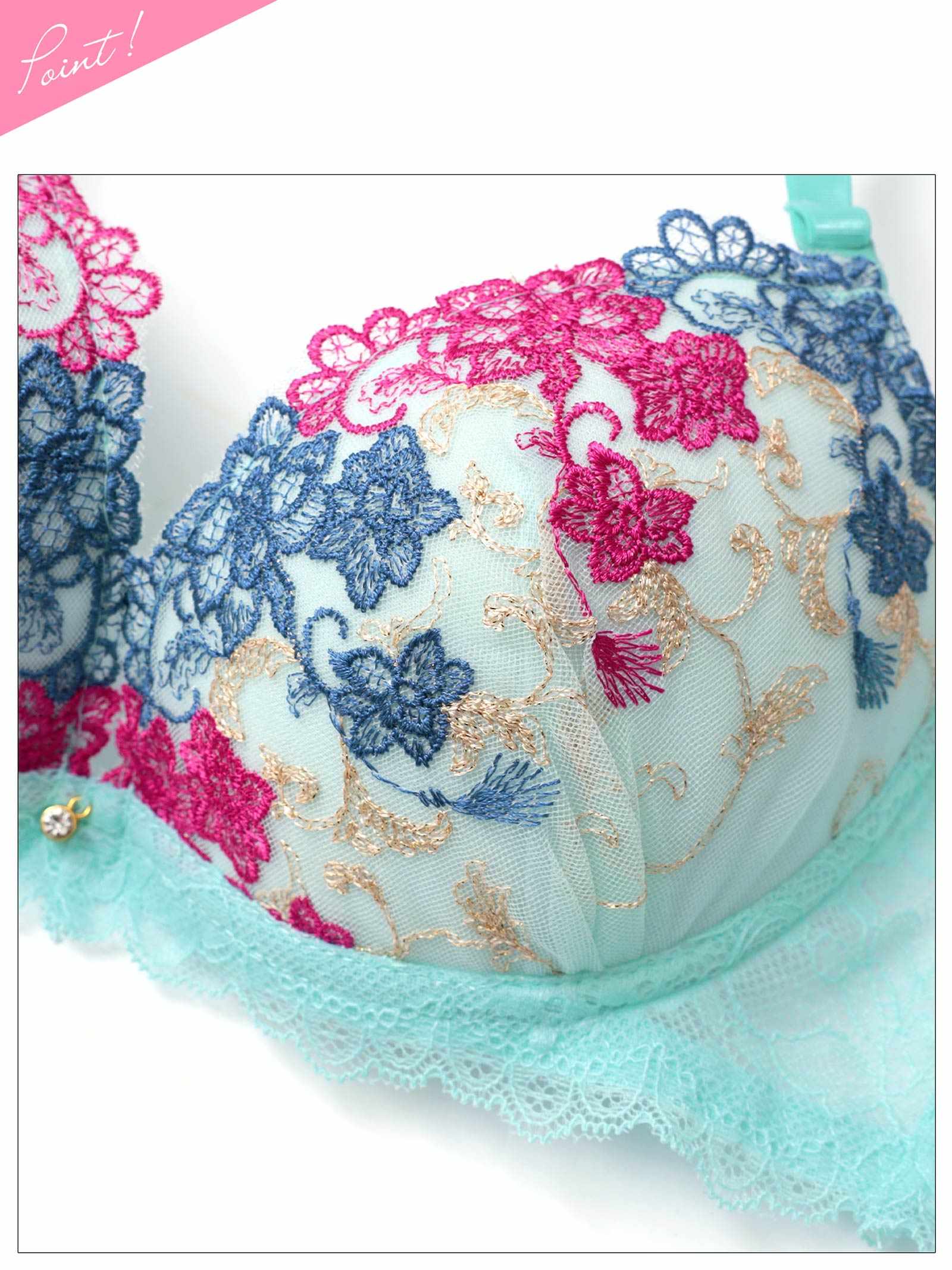 4/13新作!アラベスクビビッドブルームブラジャー&バック透けフルバックショーツ