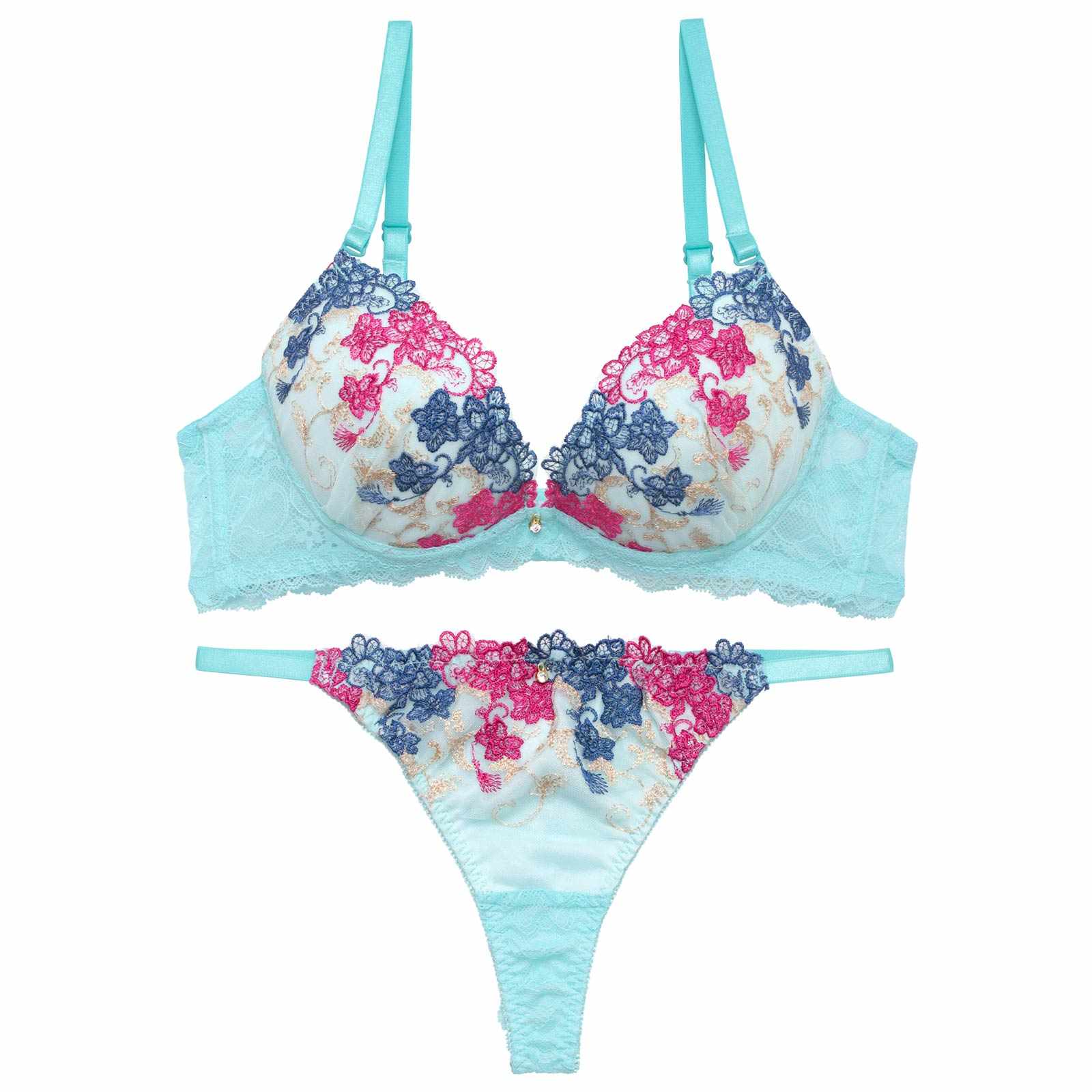 4/13新作!アラベスクビビッドブルームブラジャー&バック透けTバックショーツ