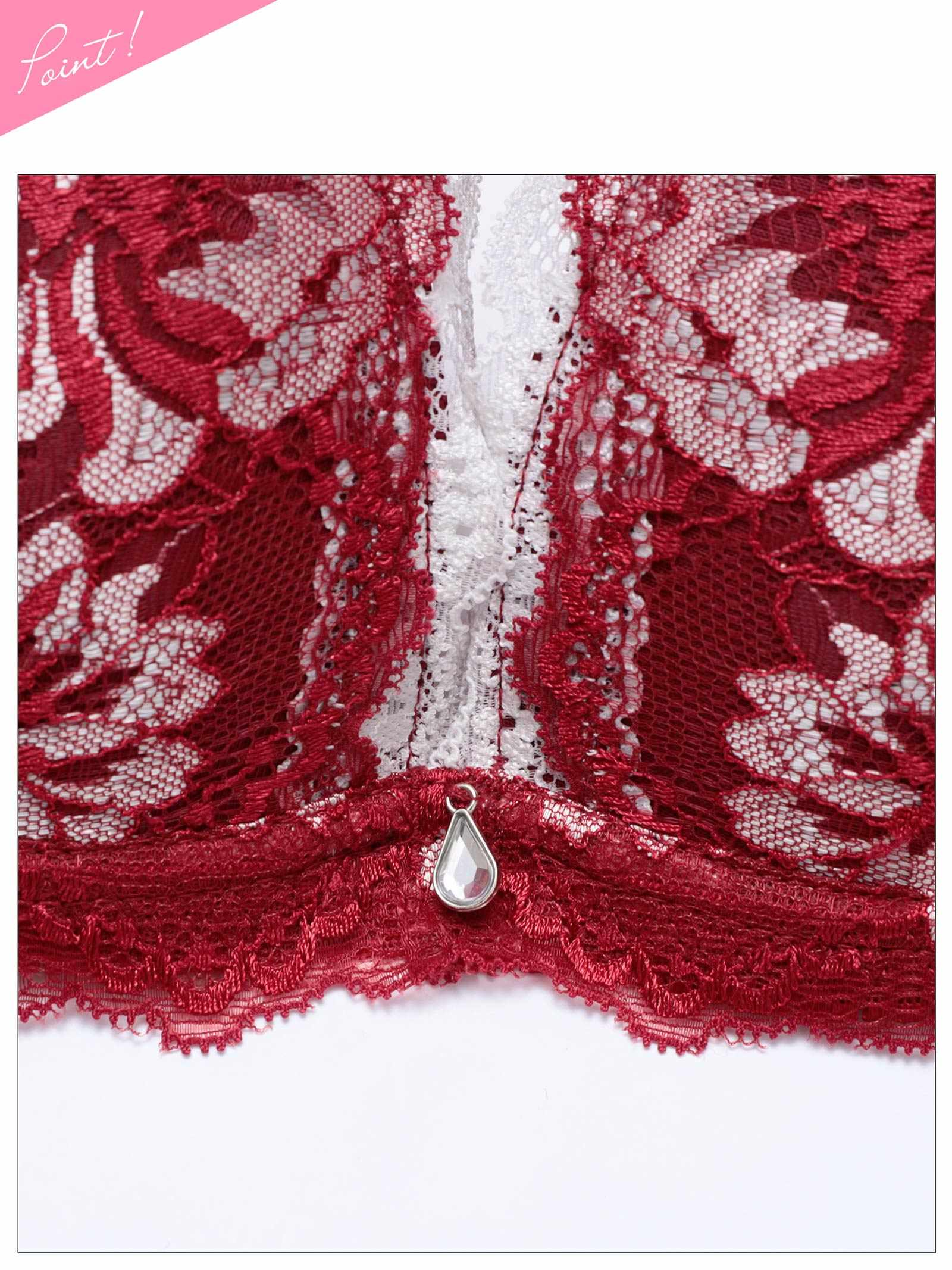 3/27新作!グラマラスフラワーレース育乳脇高ブラジャー&バック透けフルバックショーツ　