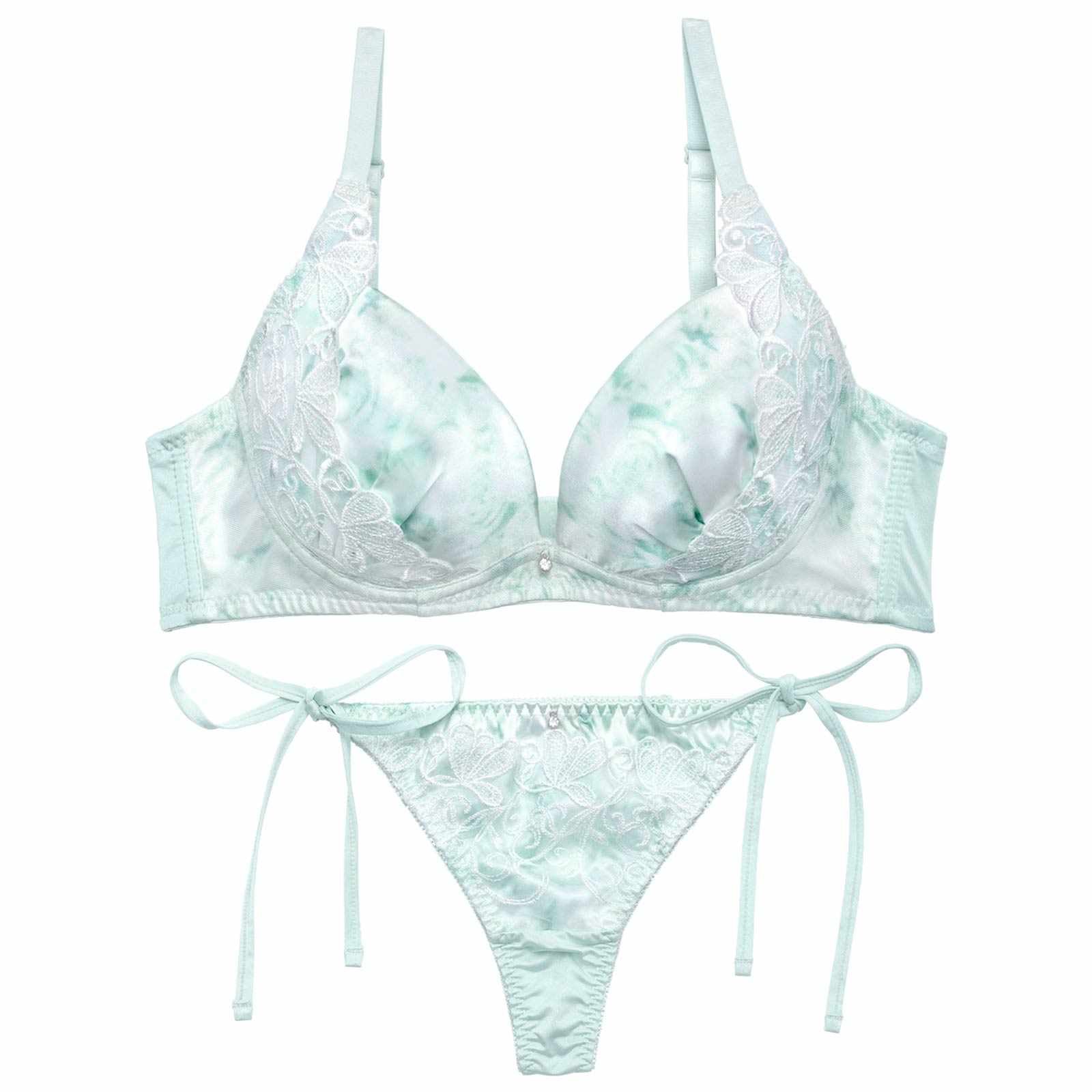 4/1新作!【かとゆり着用】エフェメラルバタフライロゼブラジャー&サイド紐Tバックショーツ