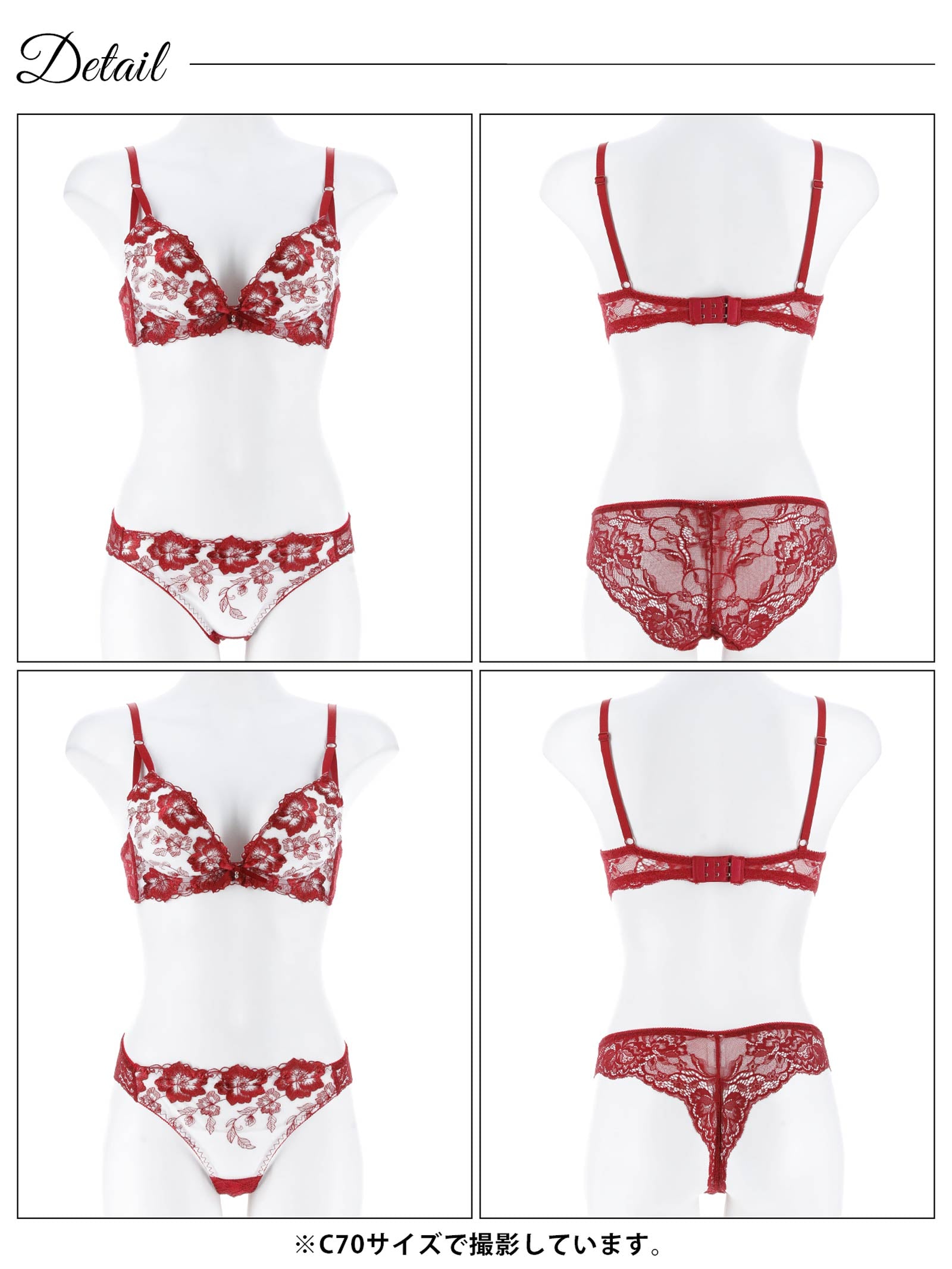 11/5新作!【3点セット】ベルフルールエンブロイダリーブラジャー&バック透けフルバック&Tバックショーツ
