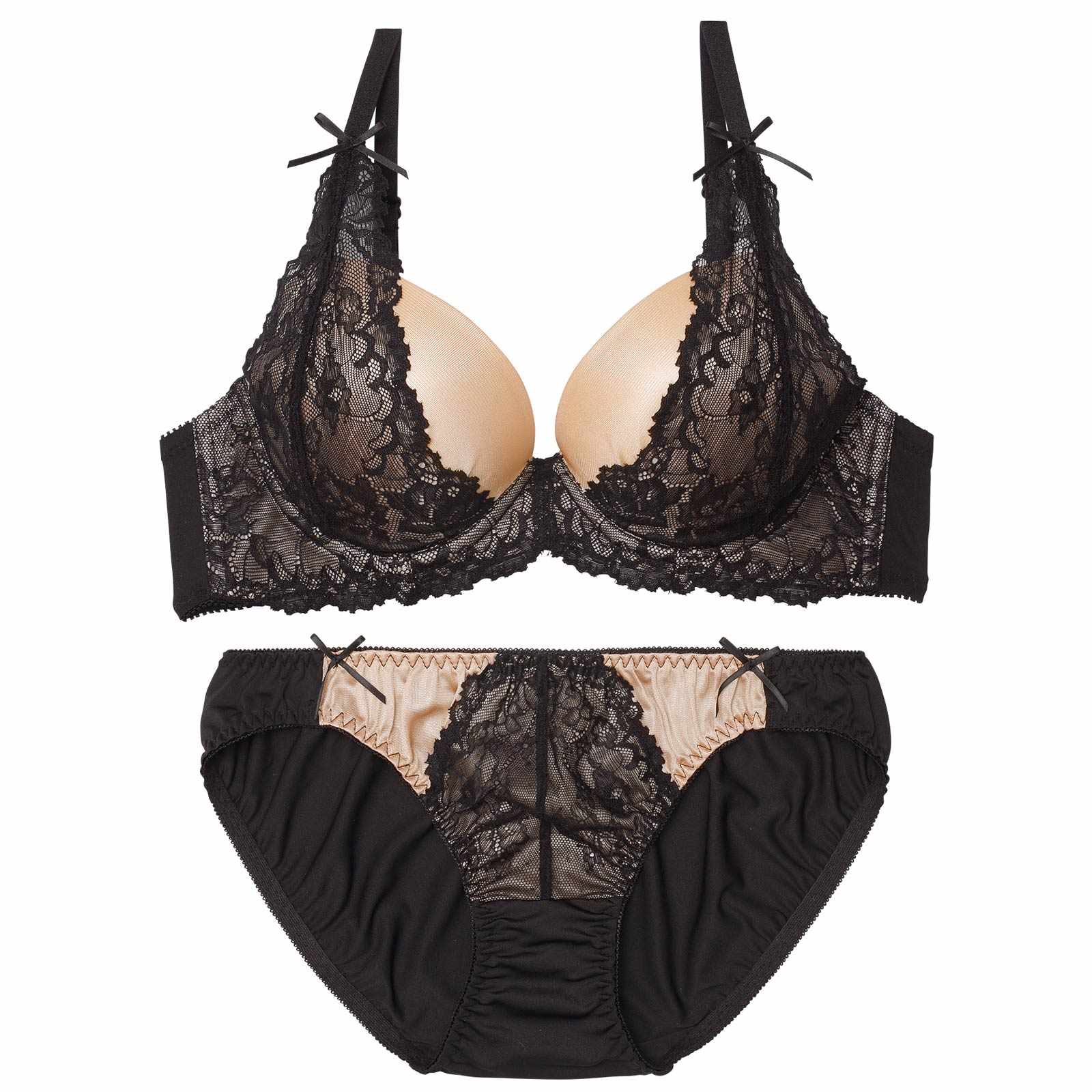2/27新作!【EFサイズ】ノーブルヌーディレースブラジャー&フルバックショーツ