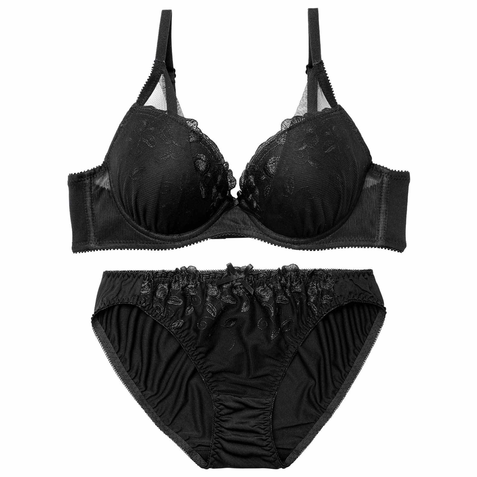 4/6新作!【EFサイズ】シアーチュールブーケブラジャー&フルバックショーツ