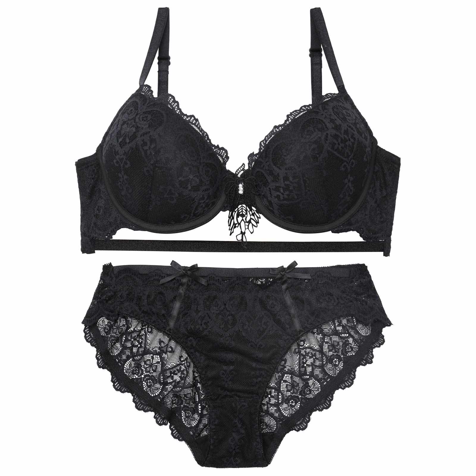 【EFサイズ】ヴィーナスシルエットレースブラジャー&バック透けフルバックショーツ