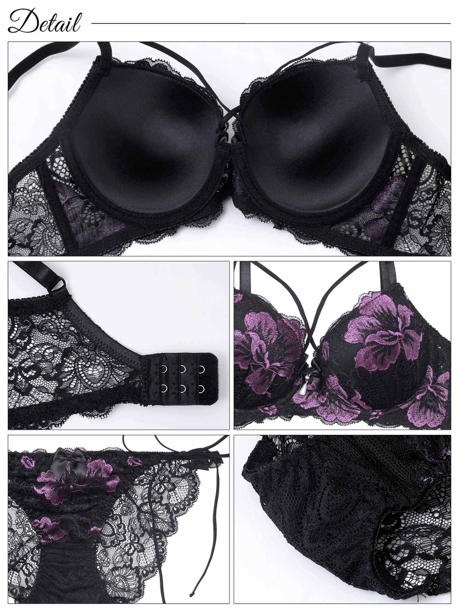 8/20新作!【三上悠亜着用】【EFサイズ】マジェスティックフルール育乳脇高ブラジャー&バック透けサイド紐フルバックショーツ