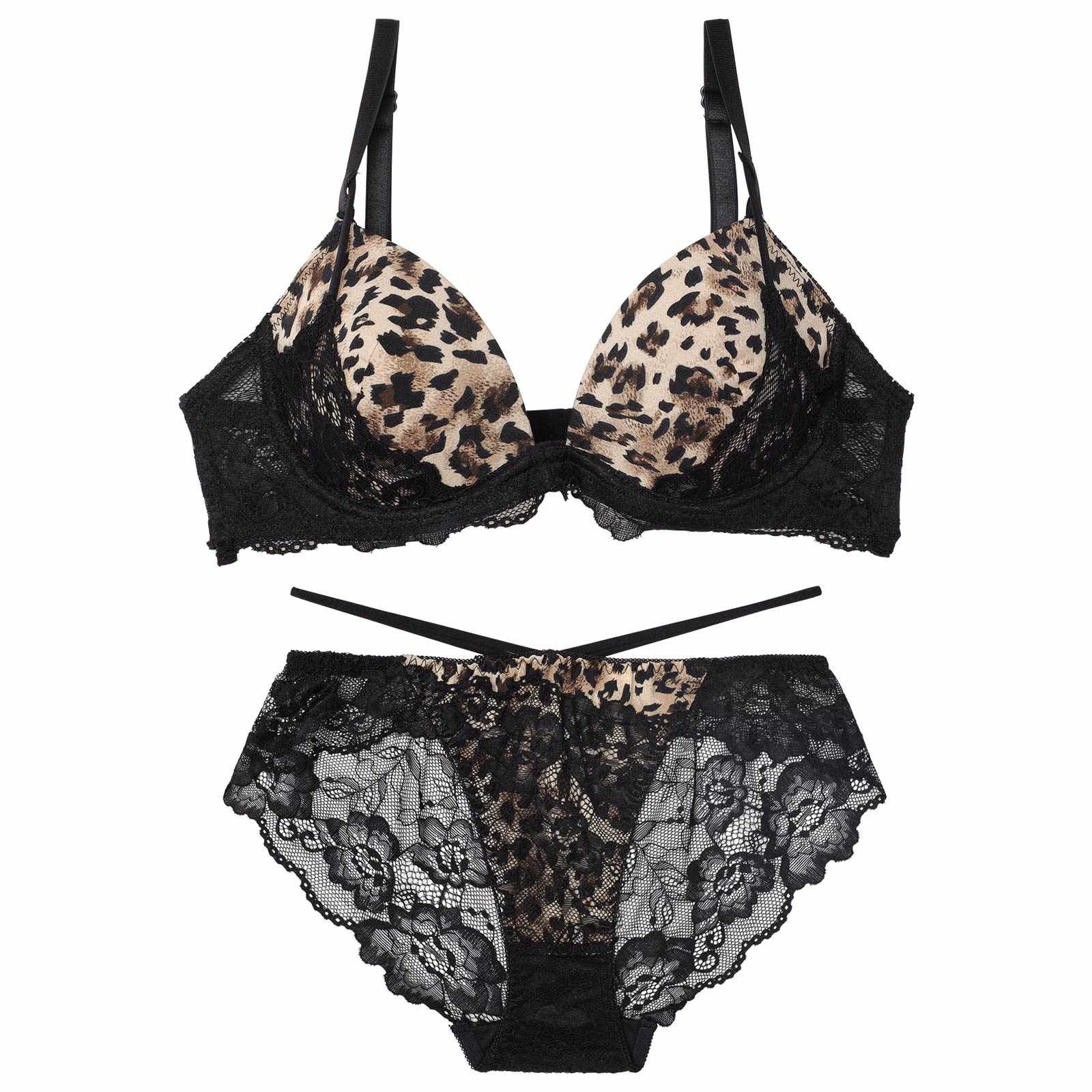 12/5再販!【EFサイズ】ビターアニマルレーシィブラジャー&バック透けフルバックショーツ