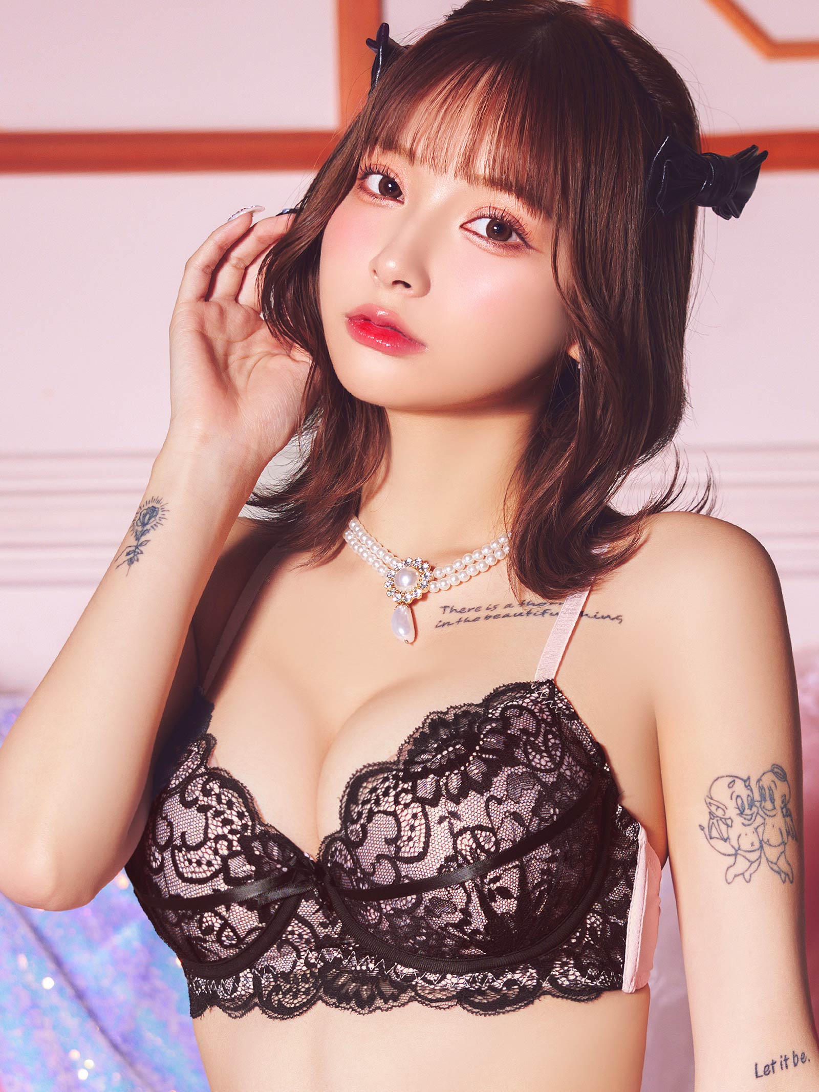 9/1新作!【EFサイズ】ロマンスレーシィコードブラジャー&Tバックショーツ