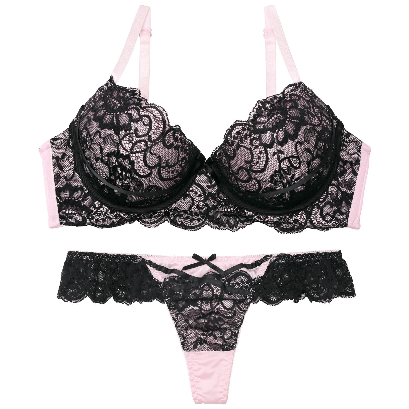 【EFサイズ】ロマンスレーシィコードブラジャー&Tバックショーツ