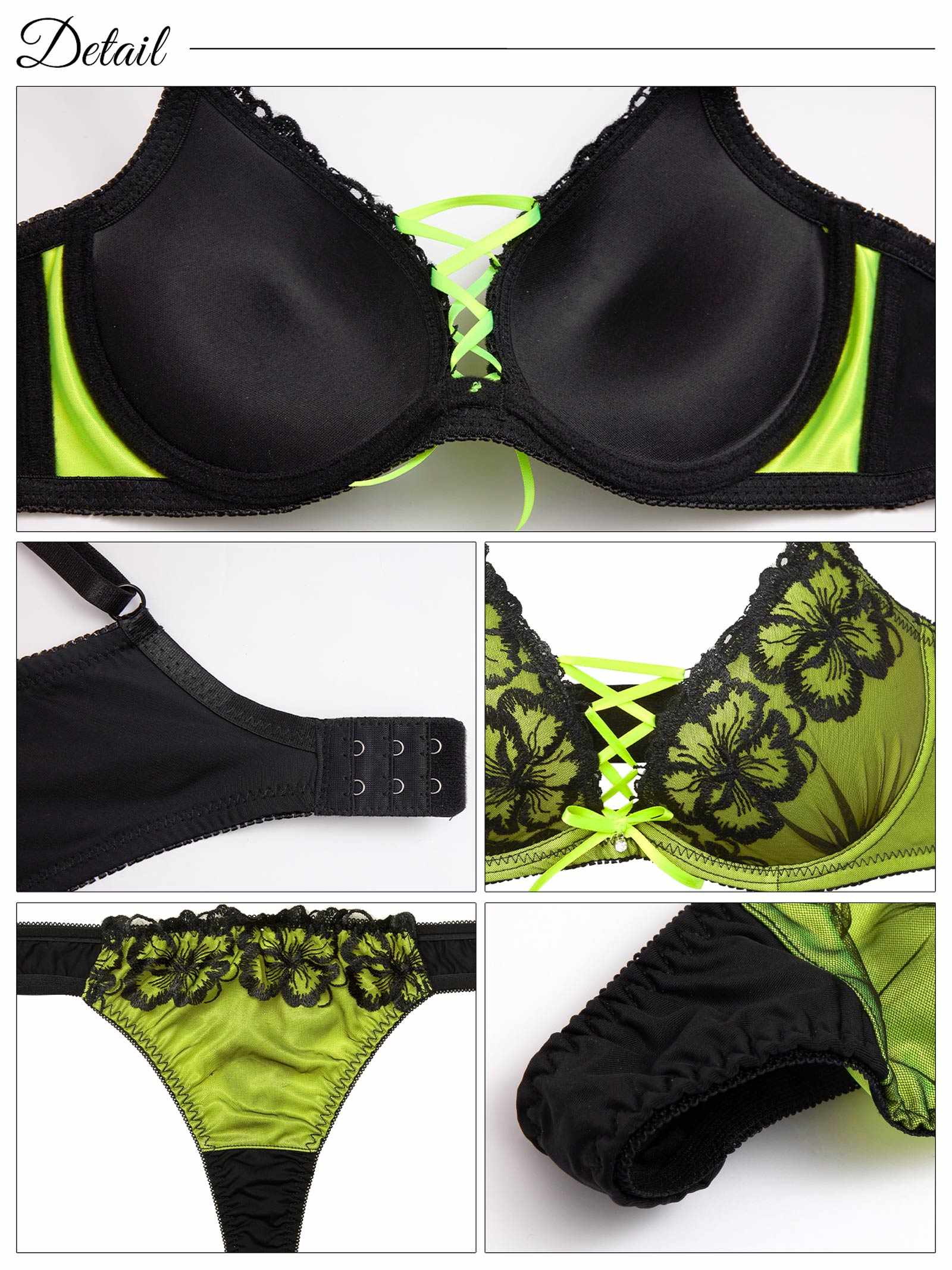 9/8新作!【EFサイズ】ネオンフラワースピンドル育乳脇高ブラジャー&Tバックショーツ