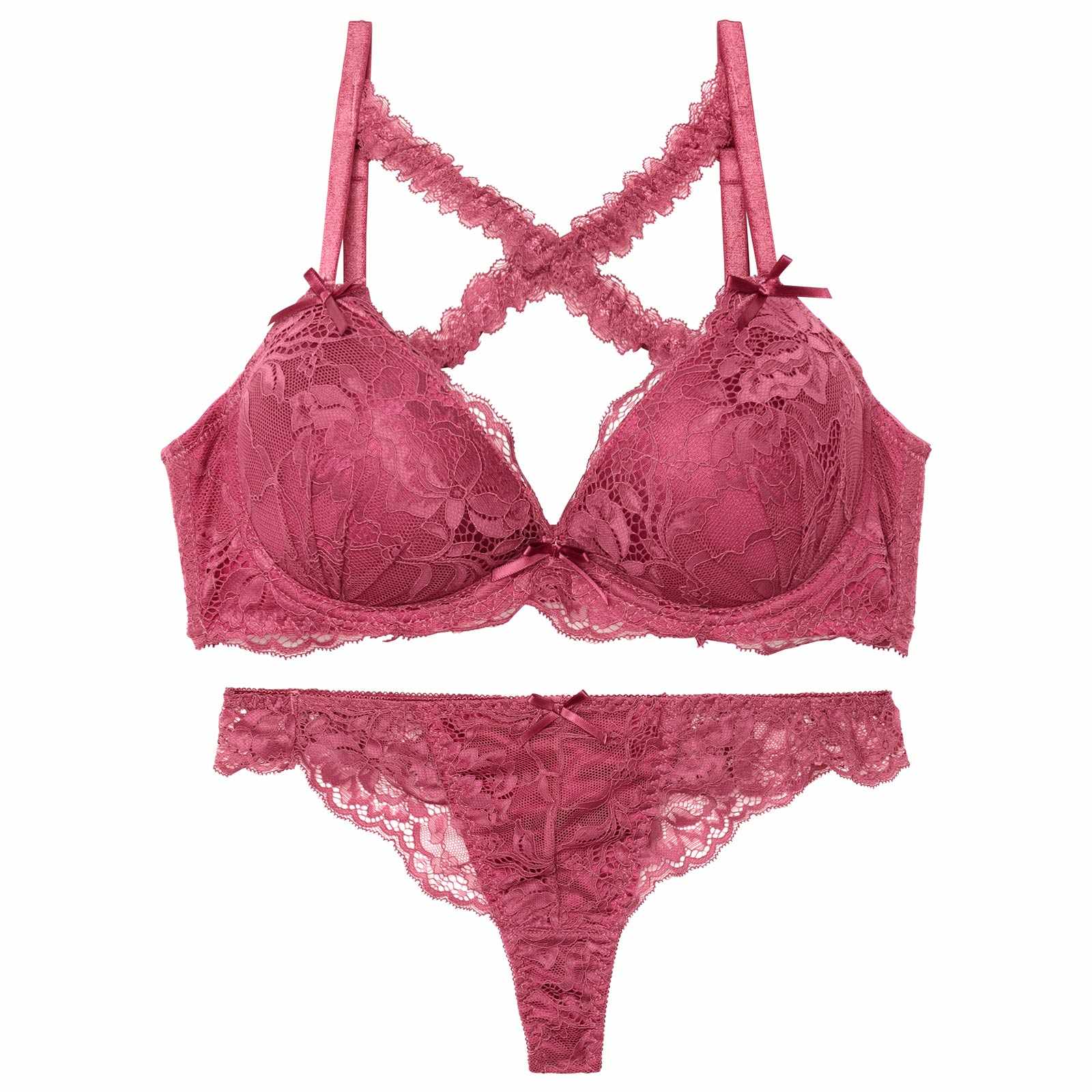 【三上悠亜着用】【EFサイズ】ロマンティックレーシィクロス育乳脇高ブラジャー&バック透けTバックショーツ